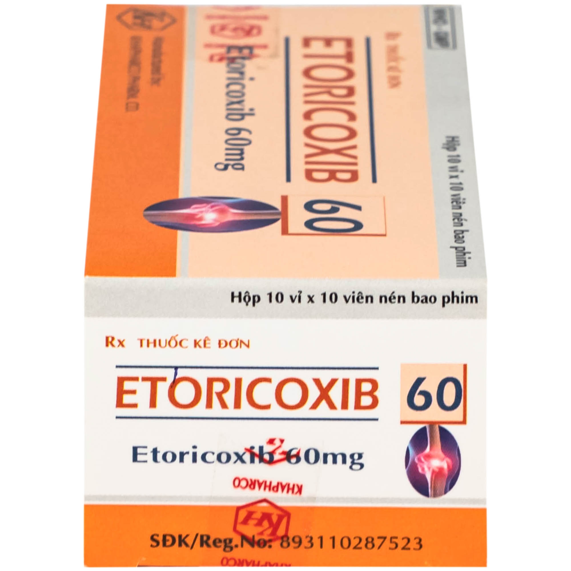 Hình ảnh Thuốc Etoricoxib Khapharco 60mg điều trị viêm khớp (10 vỉ 10 viên)