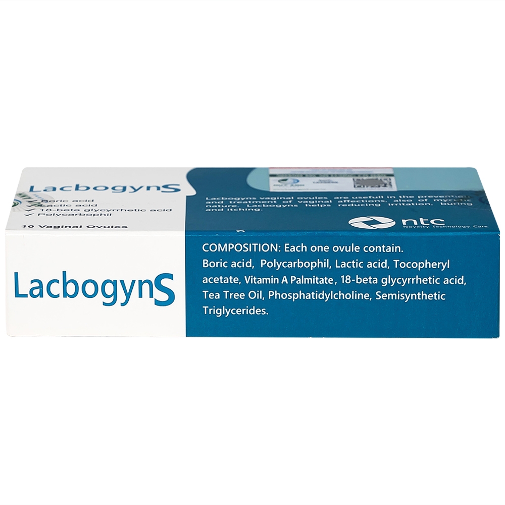 Hình ảnh Viên đặt Lacbogyns NTC Pharma ngăn ngừa và điều trị các bệnh âm đạo, viêm âm đạo (10 viên)
