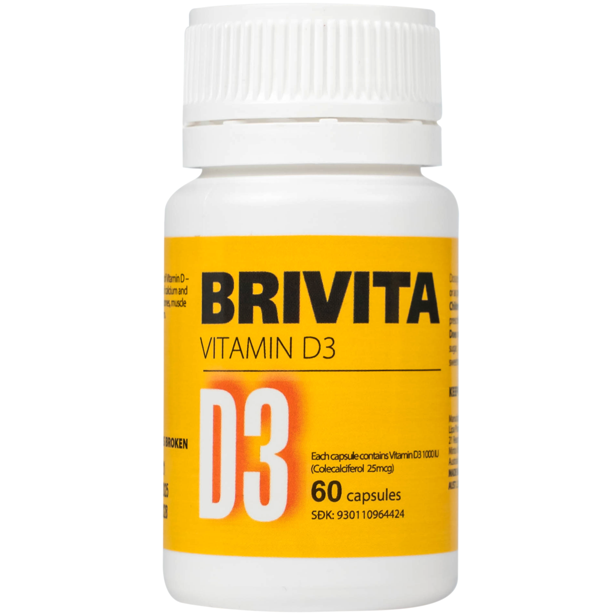 Hình ảnh Thuốc Brivita điều trị và ngăn ngừa thiếu hụt về vitamin D (Chai 60 viên)