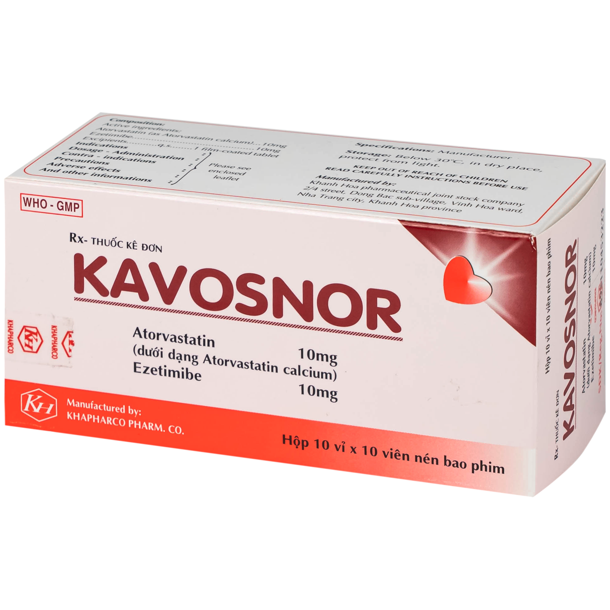 Hình ảnh Thuốc Kavosnor điều trị tăng cholesterol toàn phần (10 vỉ 10 viên)