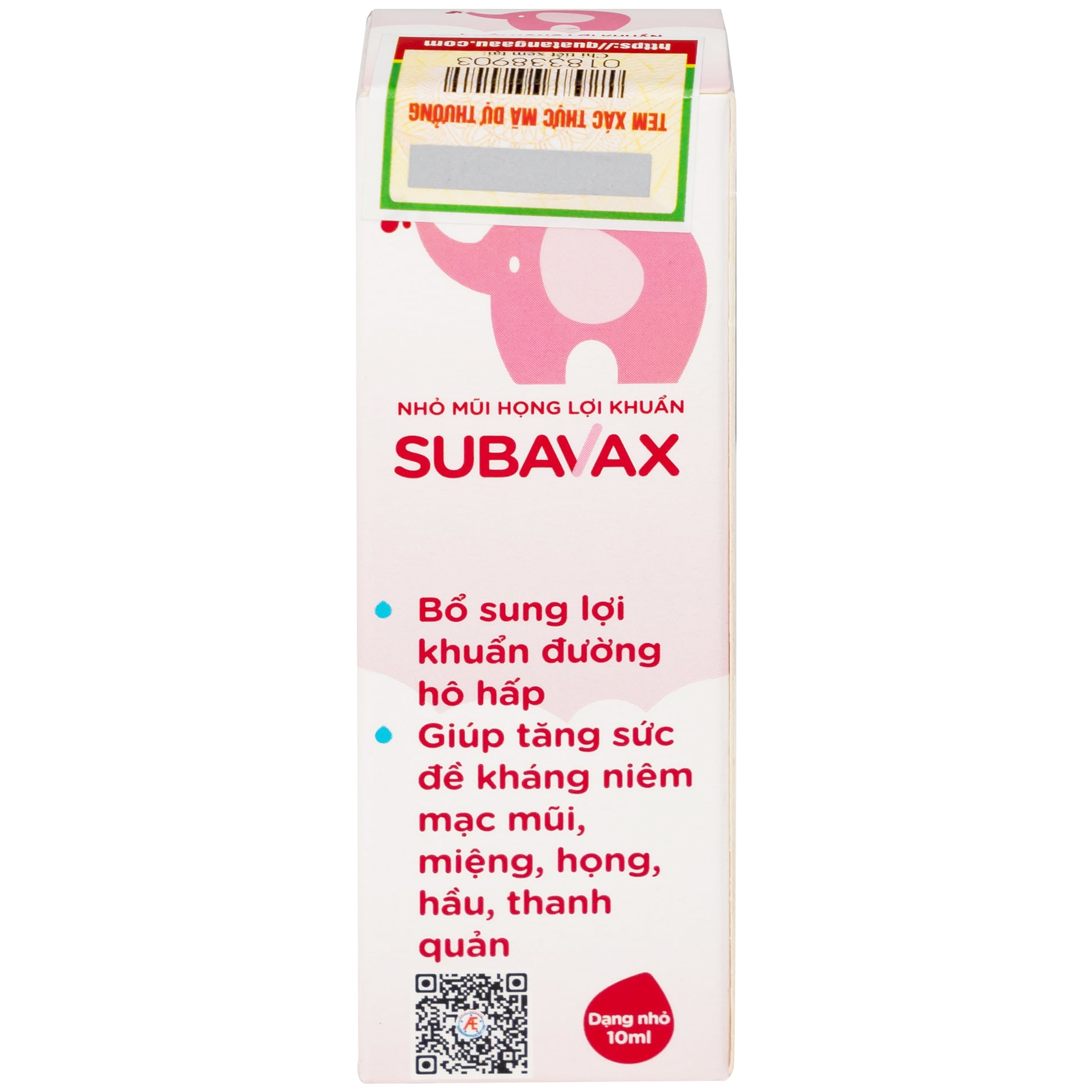 Hình ảnh Nhỏ mũi họng lợi khuẩn Subavax 10ml Á Âu tăng sức đề kháng niêm mạc đường hô hấp trên