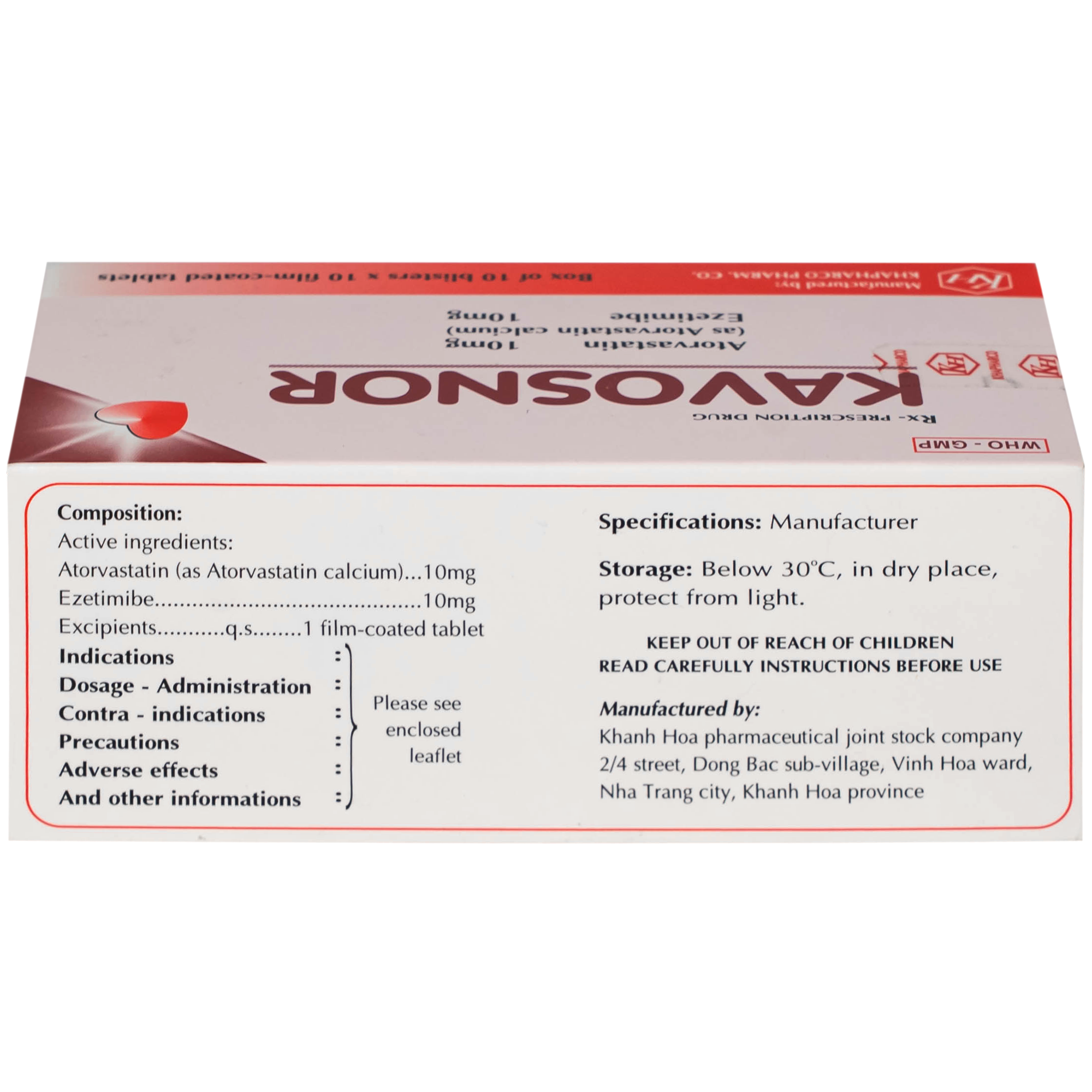 Hình ảnh Thuốc Kavosnor điều trị tăng cholesterol toàn phần (10 vỉ 10 viên)