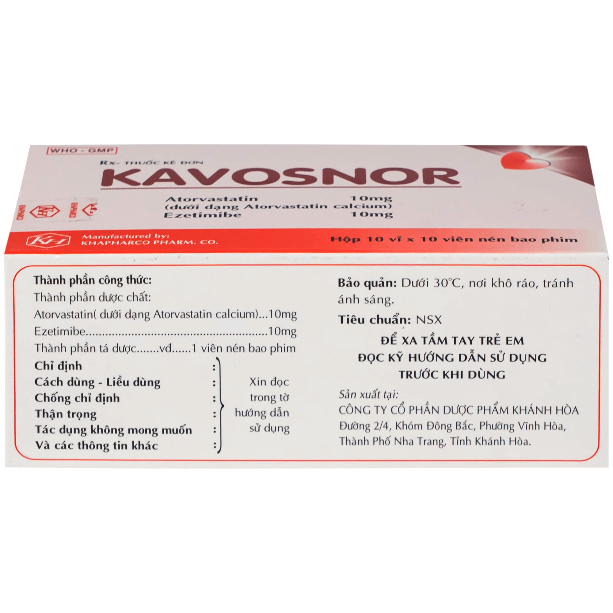Hình ảnh Thuốc Kavosnor điều trị tăng cholesterol toàn phần (10 vỉ 10 viên)