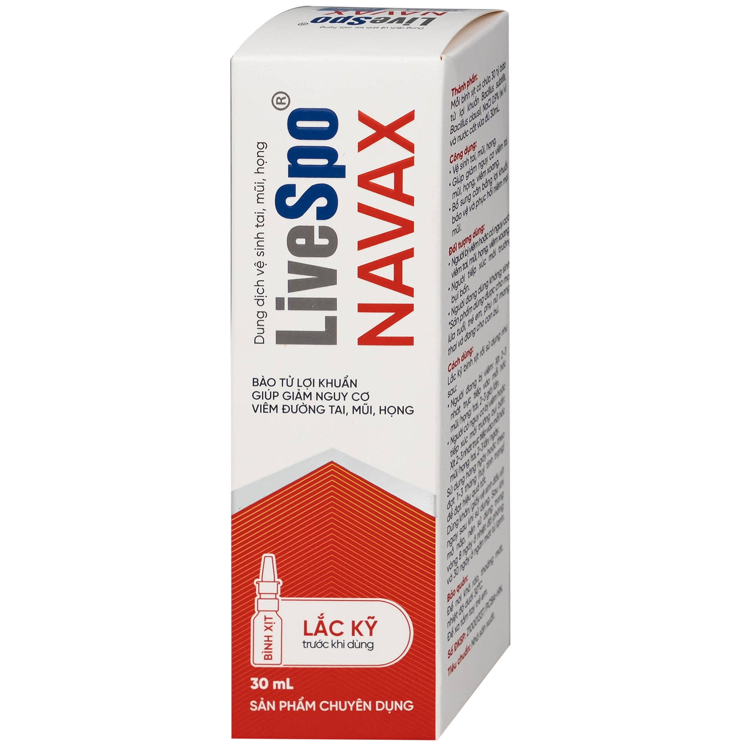 Hình ảnh Dung dịch vệ sinh tai, mũi, họng LiveSpo NAVAX 30ml giảm nguy cơ viêm tai, mũi, họng, viêm xoang