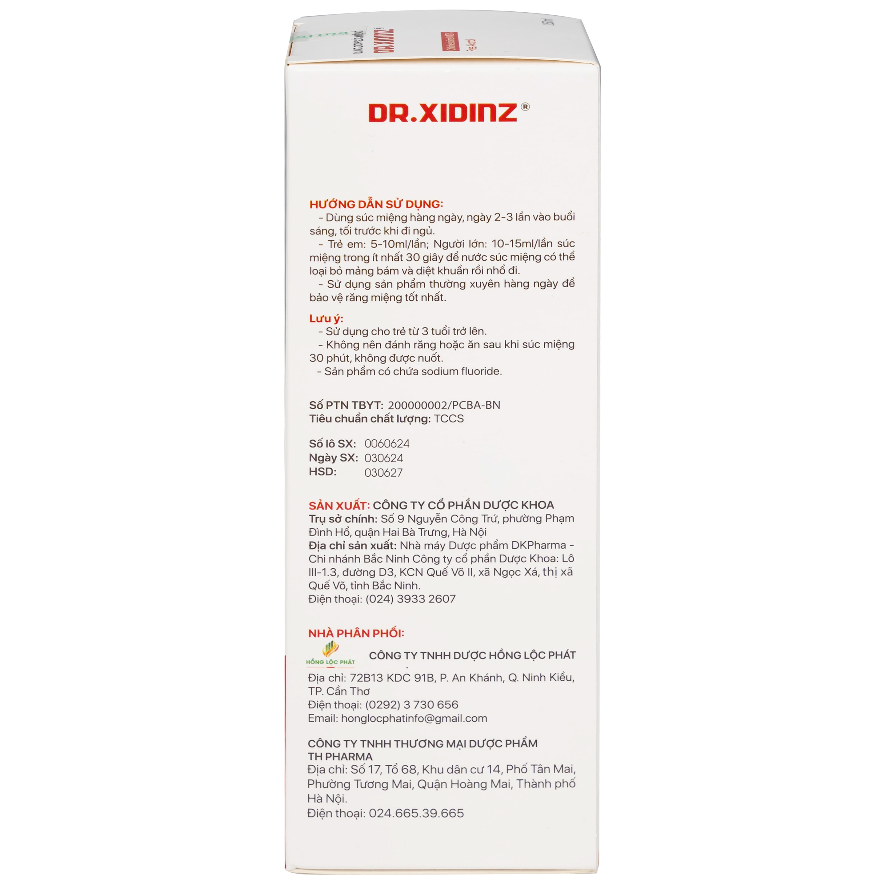 Hình ảnh Nước súc miệng Dr.Xidinz 250ml DK Pharma loại bỏ và ngăn ngừa mảng bám, làm trắng răng