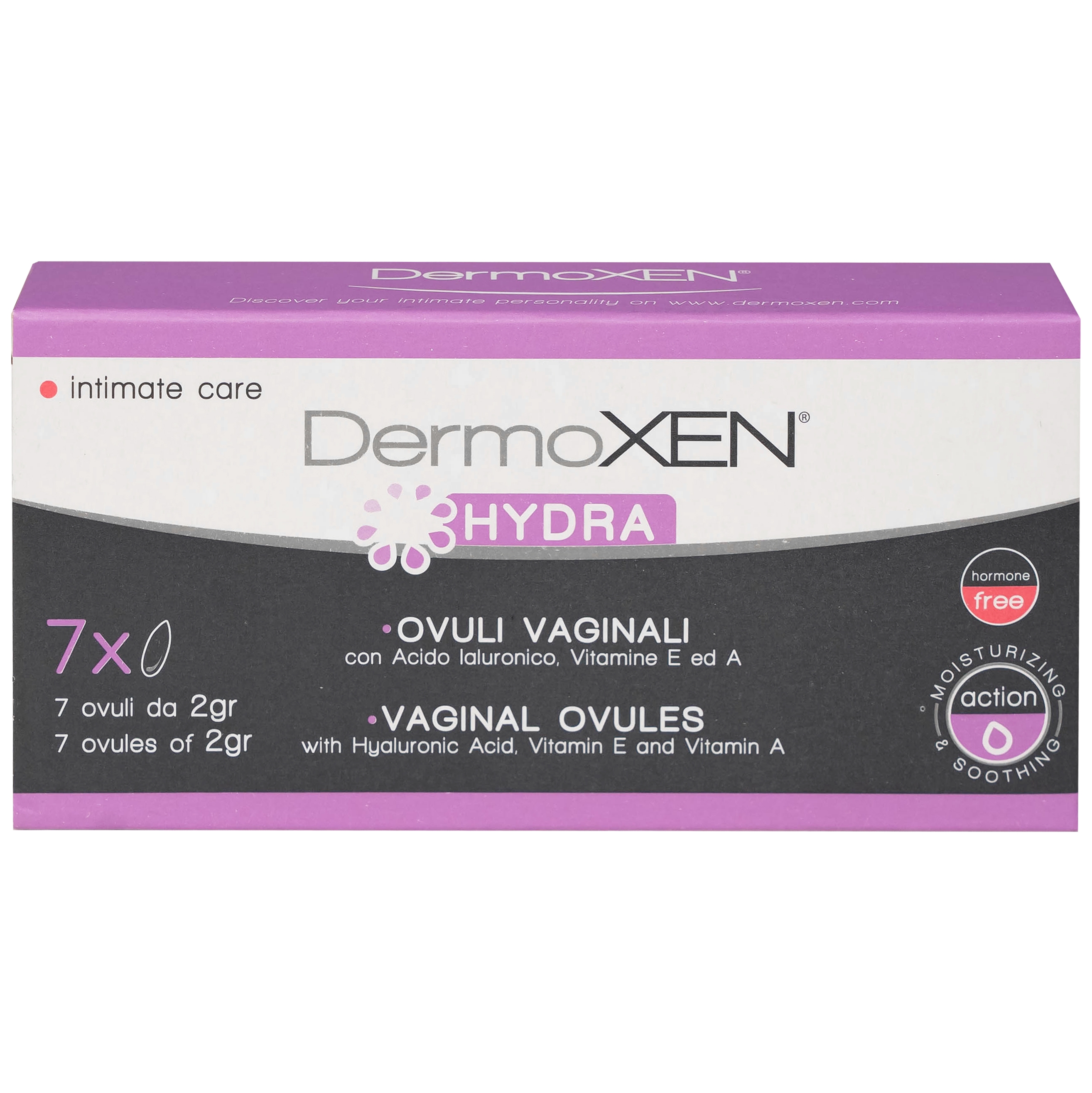 Hình ảnh Viên đặt âm đạo DermoXEN® HYDRA Ekuberg Pharma làm ẩm, bảo vệ và làm mềm, giảm kích ứng (1 vỉ x 7 viên)