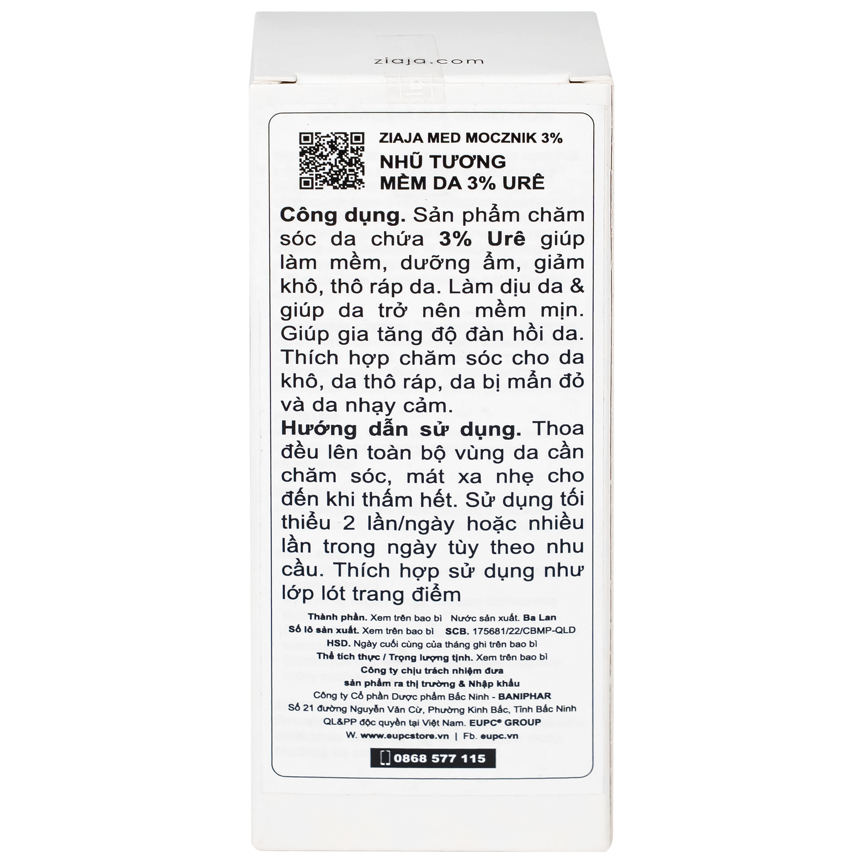 Hình ảnh Nhũ tương bôi Ziaja Med 3% Urea mềm da, dưỡng ẩm (50ml)