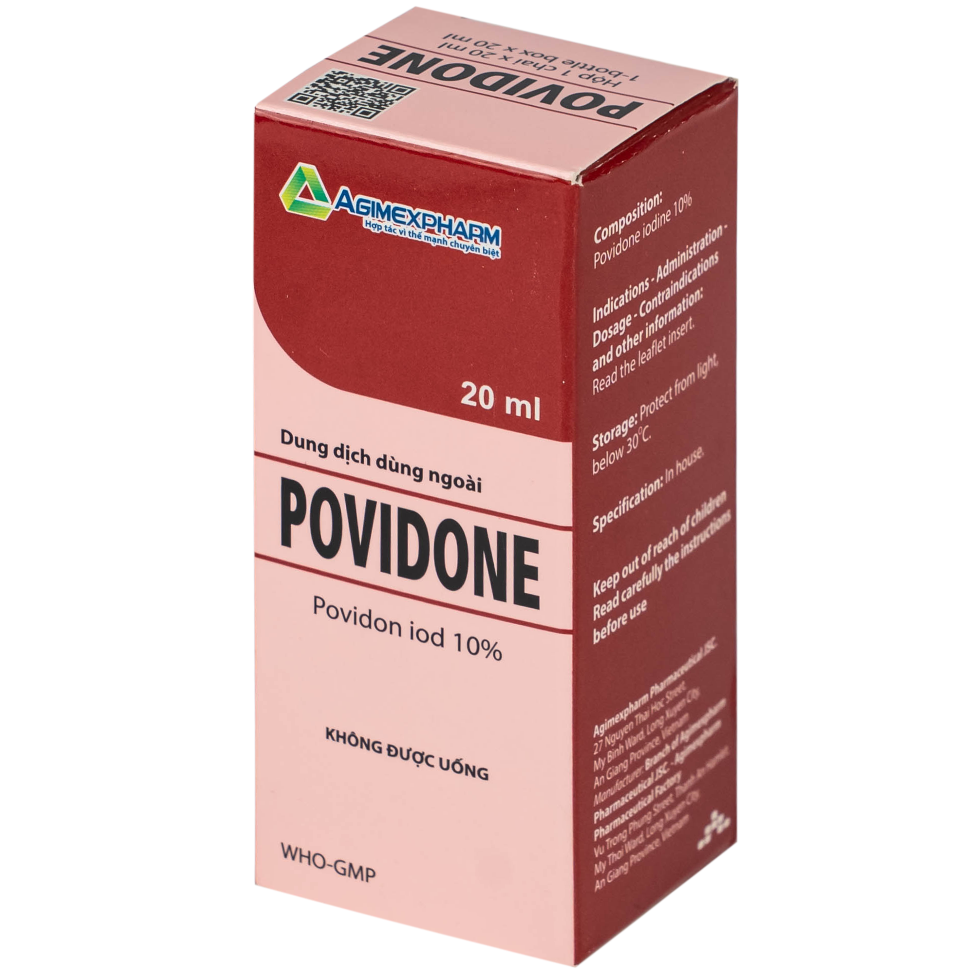 Hình ảnh Povidone 10% Agimex 20ML sát trùng vết thương hay phẫu thuật, vết loét sâu
