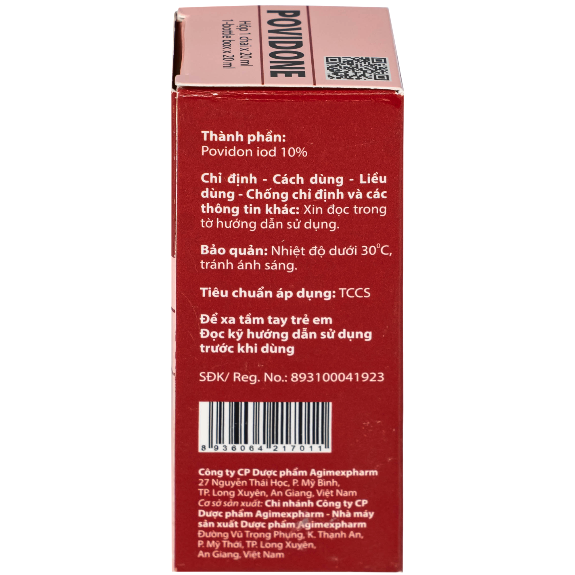 Hình ảnh Povidone 10% Agimex 20ML sát trùng vết thương hay phẫu thuật, vết loét sâu