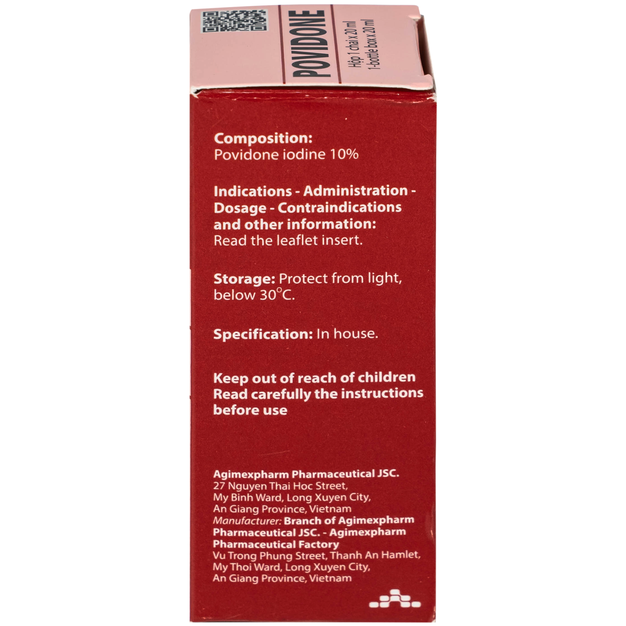 Hình ảnh Povidone 10% Agimex 20ML sát trùng vết thương hay phẫu thuật, vết loét sâu