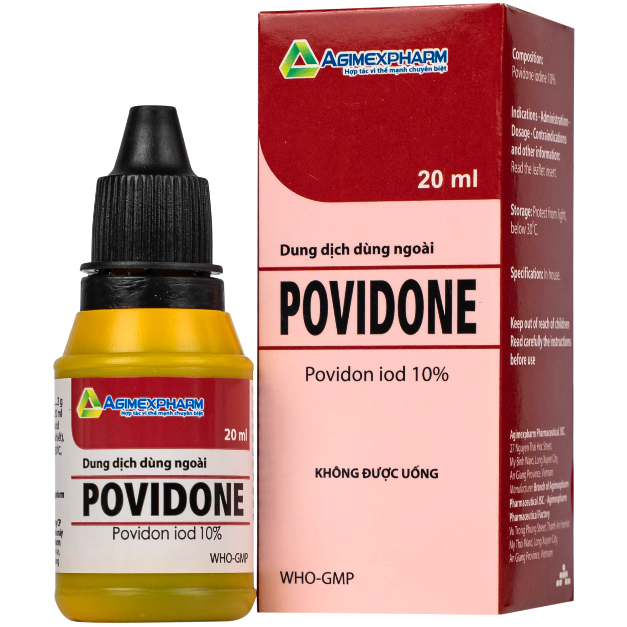 Hình ảnh Povidone 10% Agimex 20ML sát trùng vết thương hay phẫu thuật, vết loét sâu