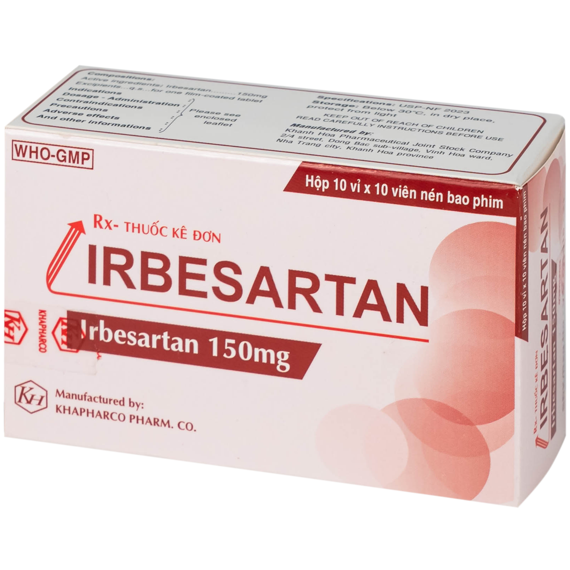 Hình ảnh Thuốc Irbesartan 150mg điều trị tăng huyết áp, bệnh thận do tiểu đường (10 vỉ 10 viên)