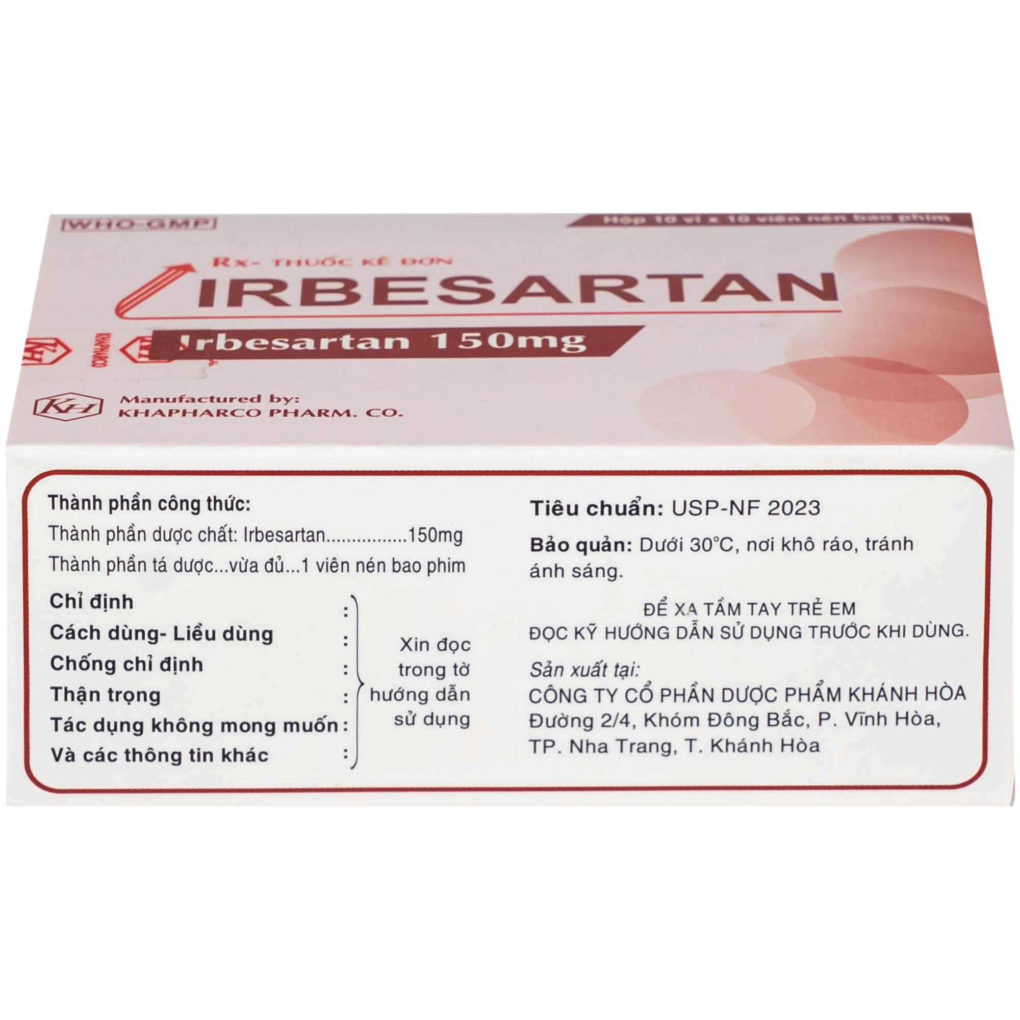 Hình ảnh Thuốc Irbesartan 150mg điều trị tăng huyết áp, bệnh thận do tiểu đường (10 vỉ 10 viên)