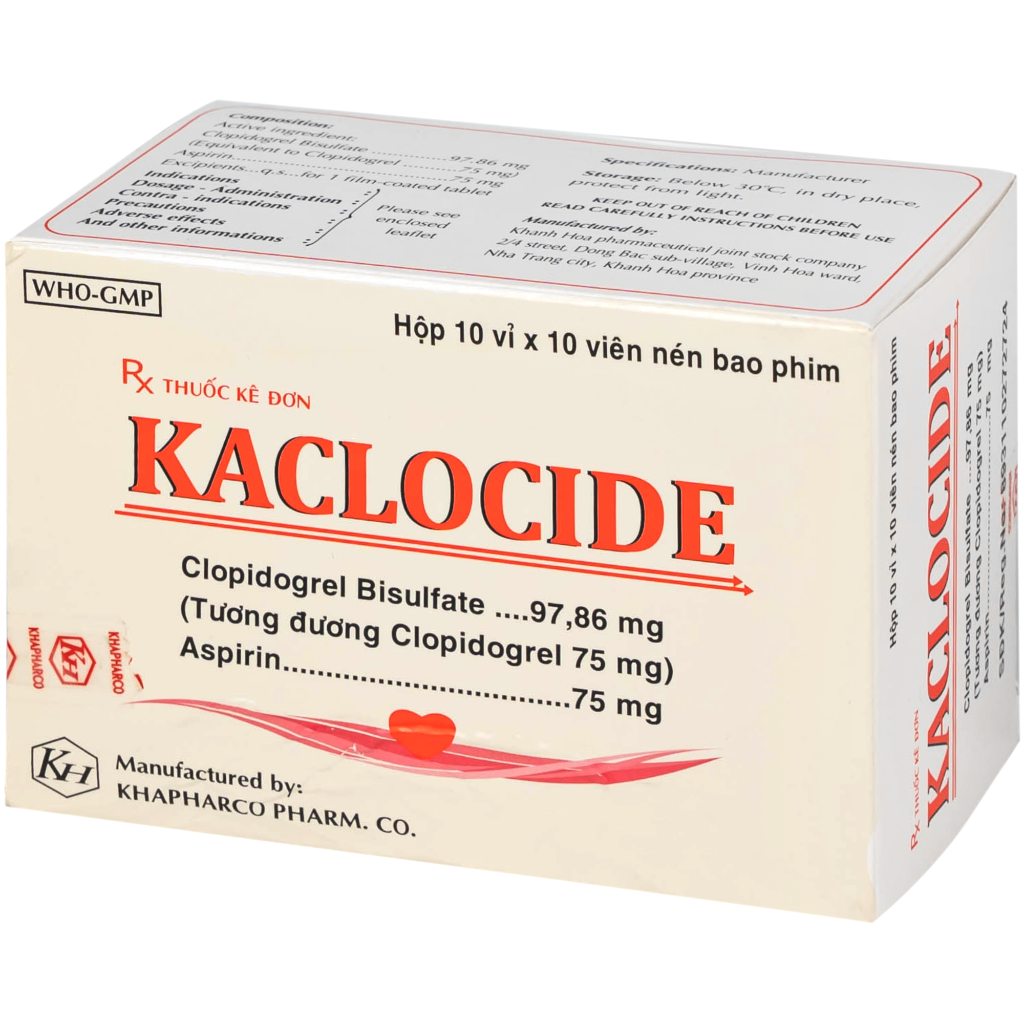 Hình ảnh Thuốc Kaclocide Khapharco ngừa hình thành cục máu đông (10 vỉ 10 viên)