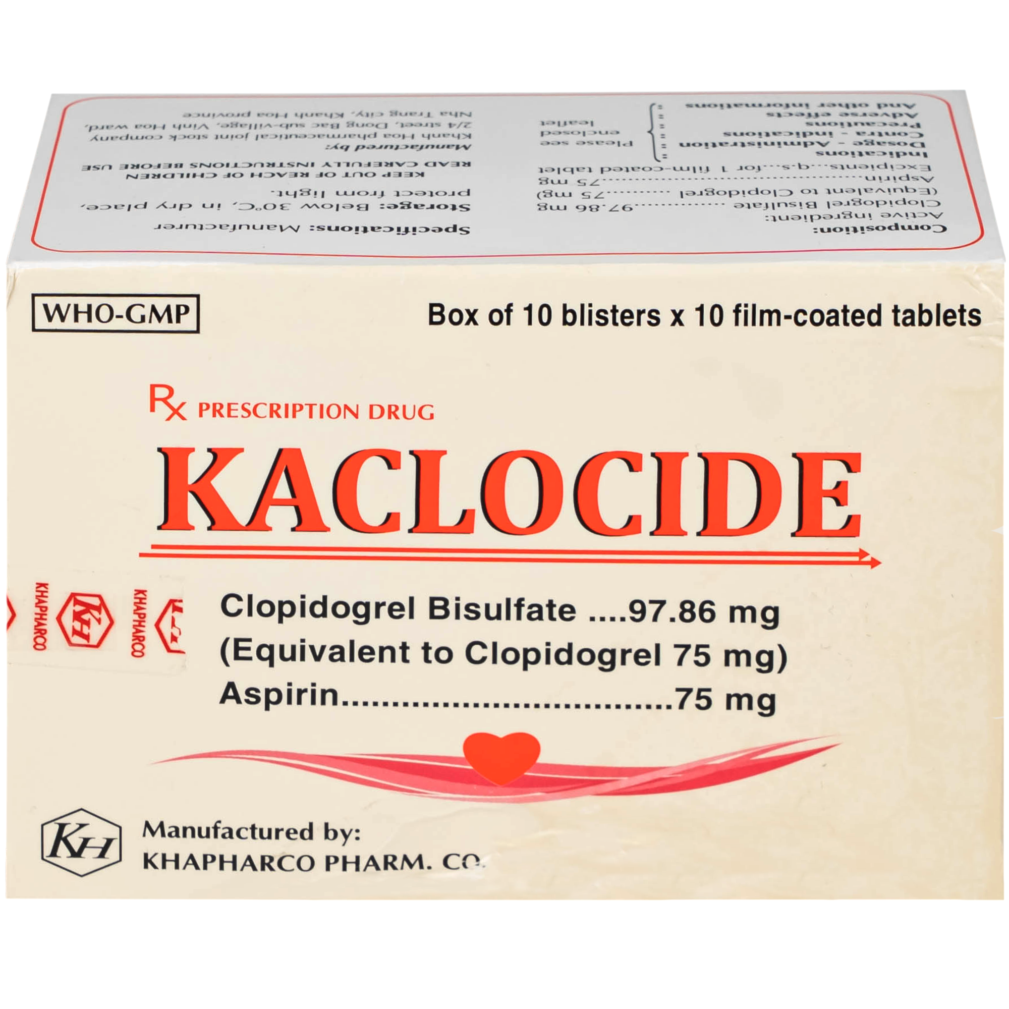 Hình ảnh Thuốc Kaclocide Khapharco ngừa hình thành cục máu đông (10 vỉ 10 viên)