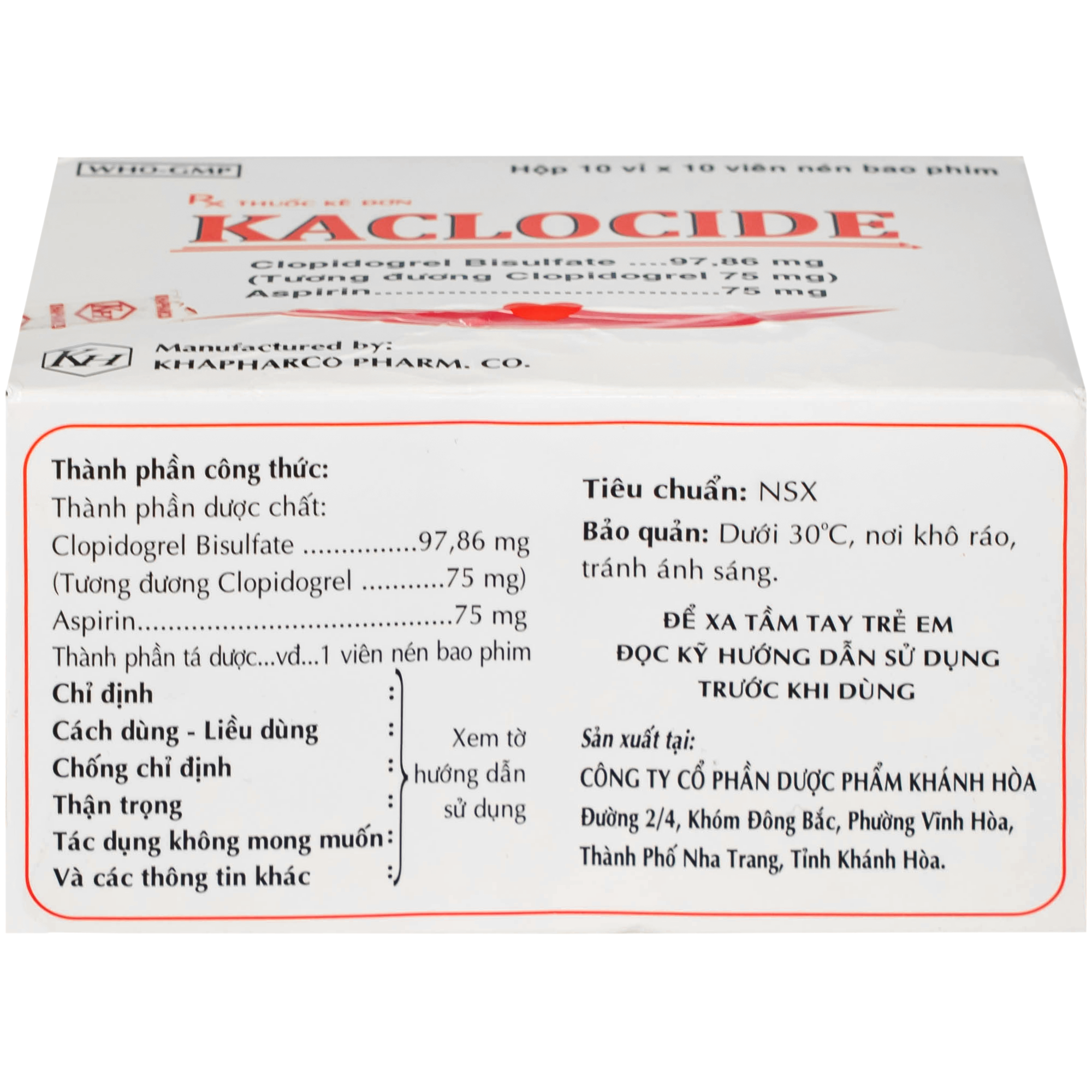 Hình ảnh Thuốc Kaclocide Khapharco ngừa hình thành cục máu đông (10 vỉ 10 viên)