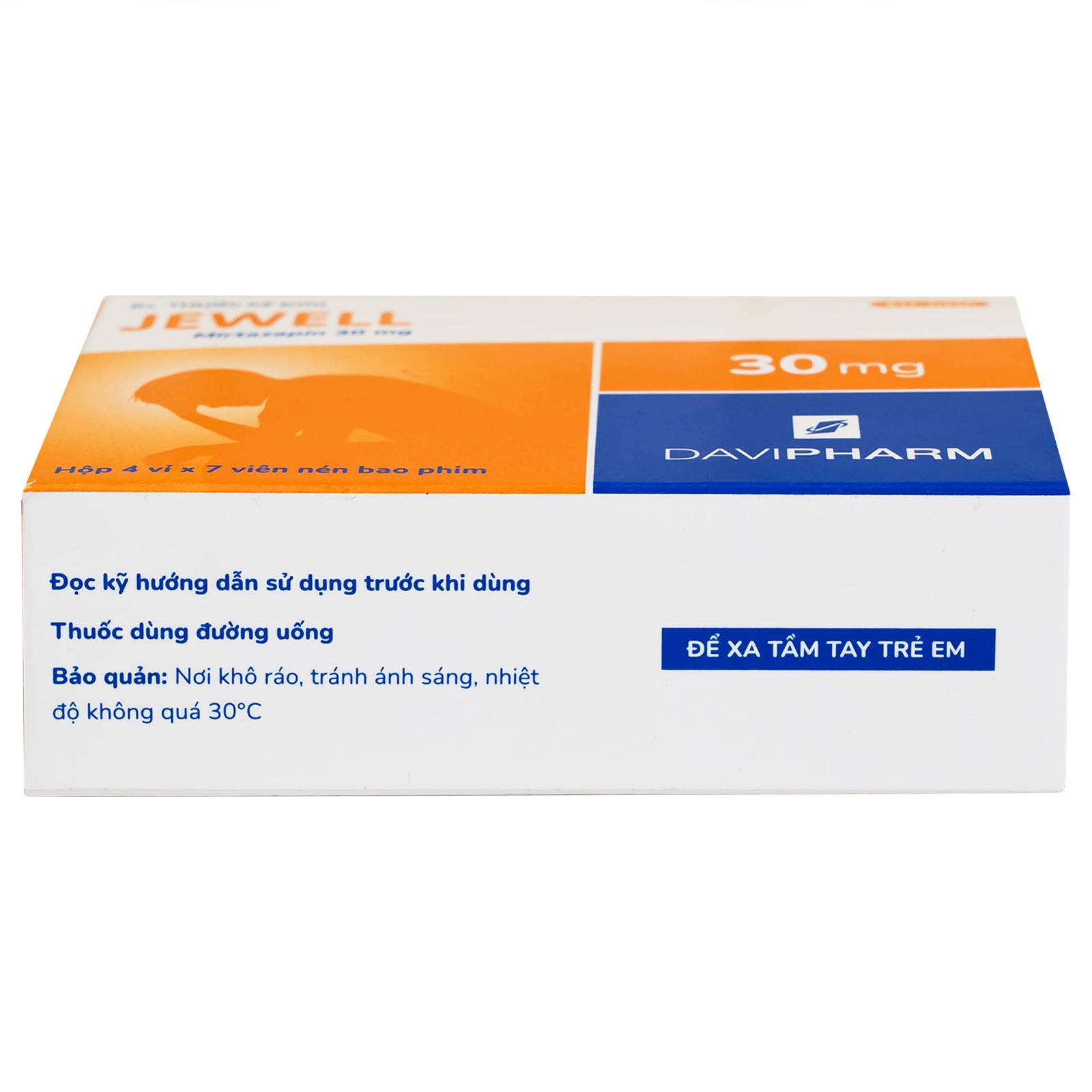 Hình ảnh Viên nén Jewell 30mg Davipharm điều trị các đợt trầm cảm nặng (4 vỉ x 7 viên)