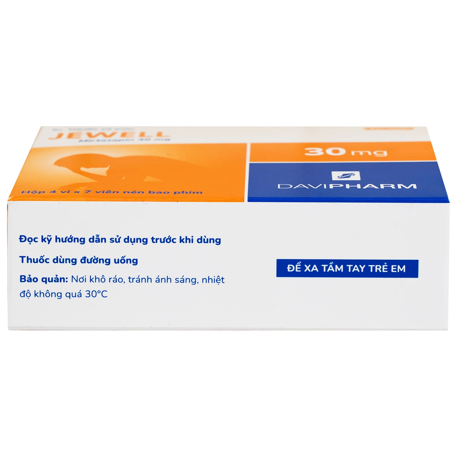 Hình ảnh Viên nén Jewell 30mg Davipharm điều trị các đợt trầm cảm nặng (4 vỉ x 7 viên)