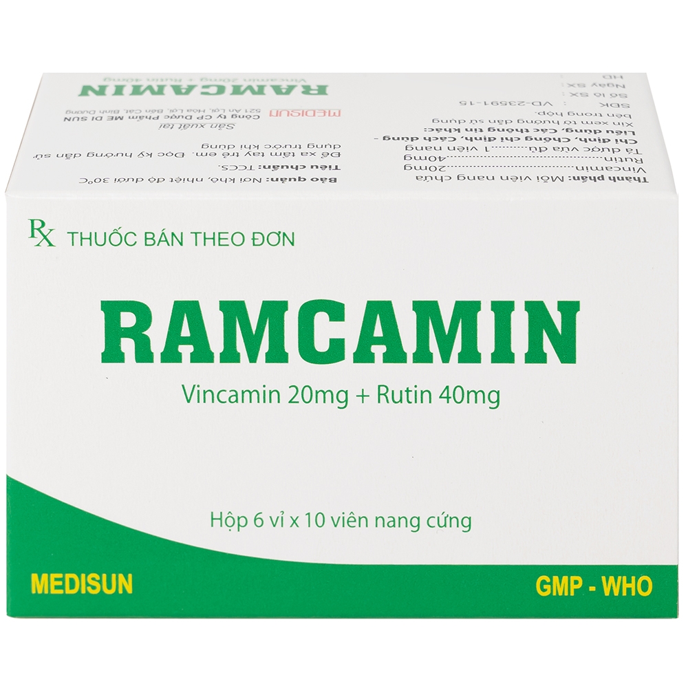 Hình ảnh Thuốc Ramcamin Medisun hỗ trợ điều trị tuần hoàn não, suy giảm trí nhớ (6 vỉ x 10 viên)