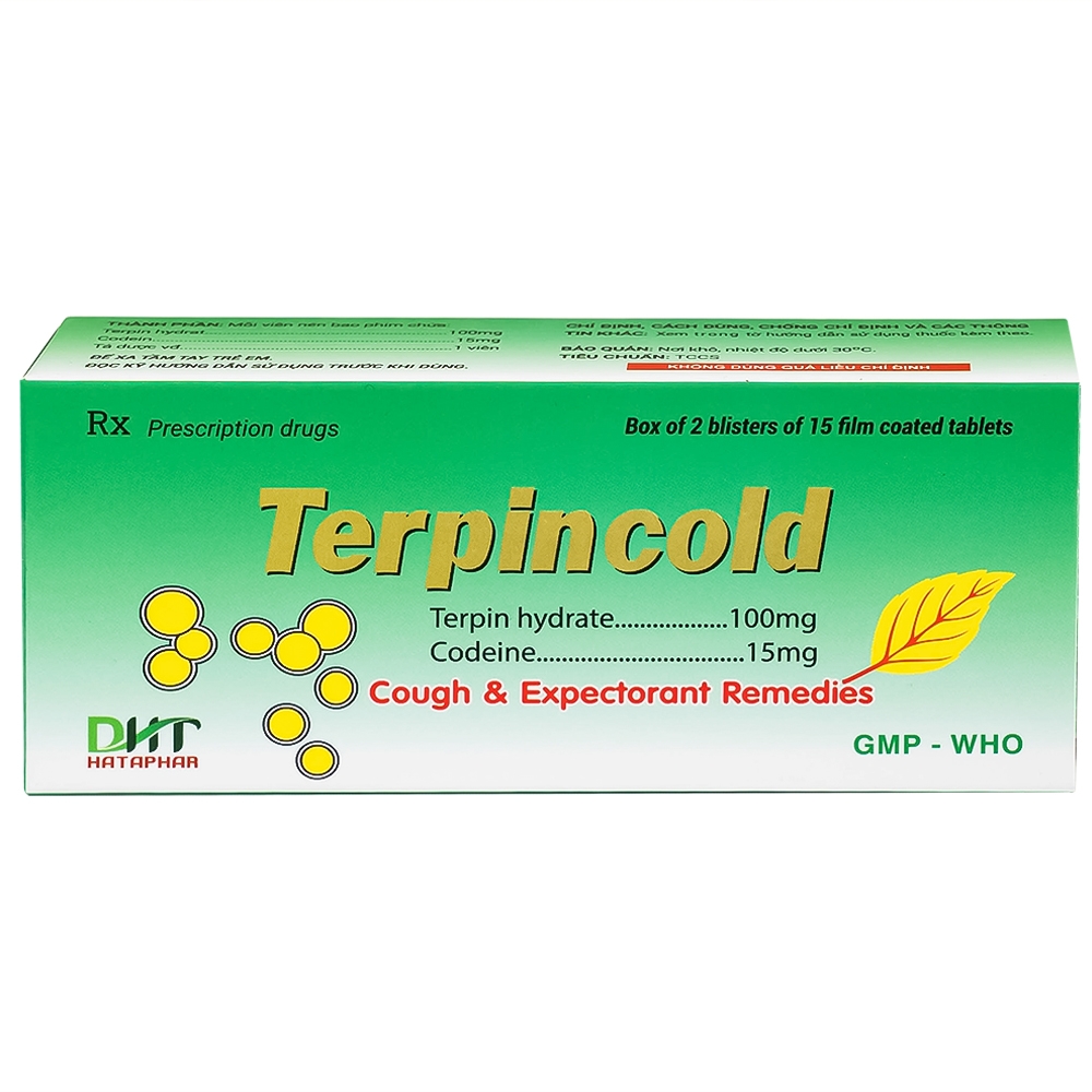 Hình ảnh Thuốc Terpincold Hataphar giúp giảm triệu chứng ho, long đờm (2 vỉ x 15 viên)