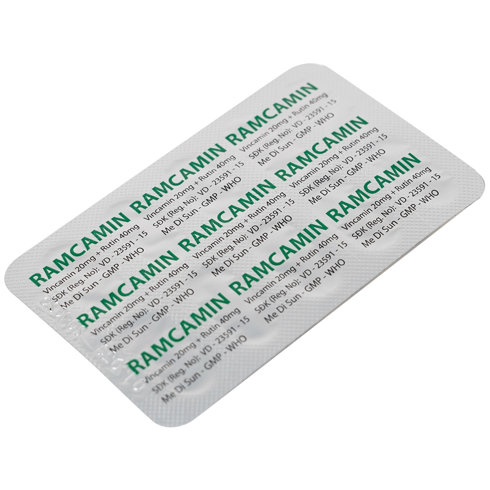 Hình ảnh Thuốc Ramcamin Medisun hỗ trợ điều trị tuần hoàn não, suy giảm trí nhớ (6 vỉ x 10 viên)