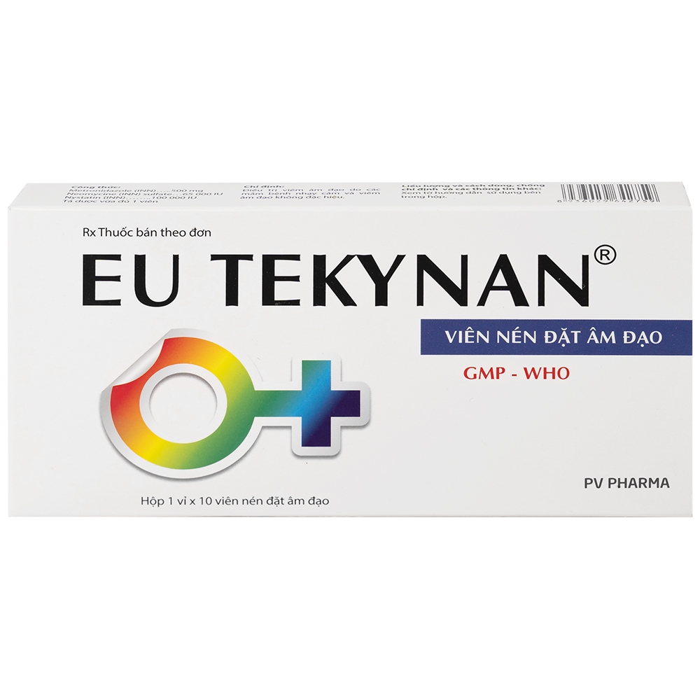 Hình ảnh Viên đặt âm đạo Eu Tekynan PV điều trị viêm âm đạo (1 vỉ x 10 viên)
