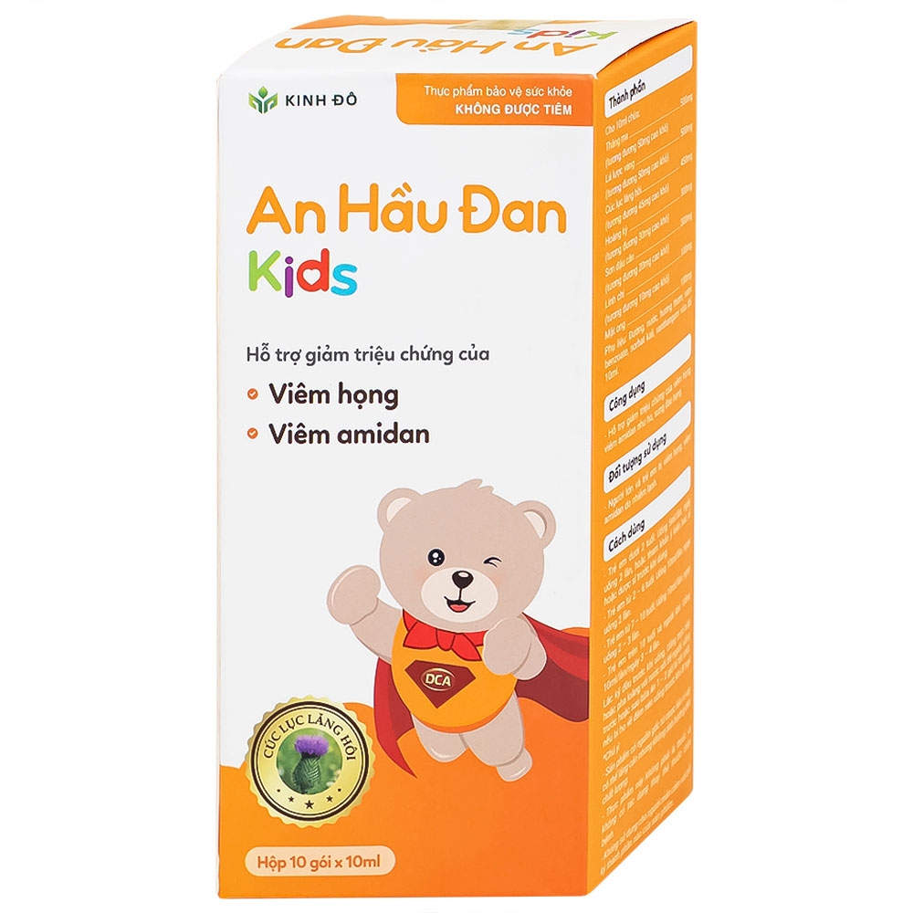 Hình ảnh Thực phẩm bảo vệ sức khoẻ An Hầu Đan Kids Kinh Đô hỗ trợ giảm triệu chứng của viêm họng (10 gói x 10ml)