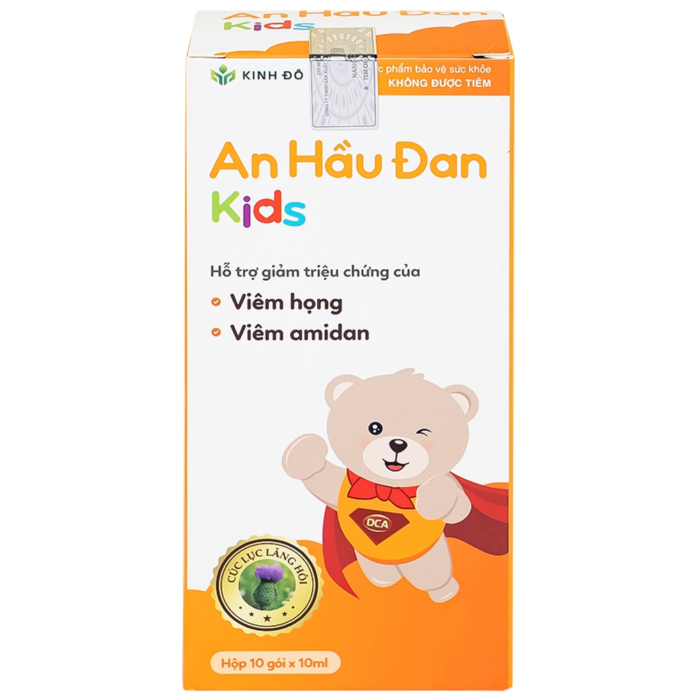 Hình ảnh Thực phẩm bảo vệ sức khoẻ An Hầu Đan Kids Kinh Đô hỗ trợ giảm triệu chứng của viêm họng (10 gói x 10ml)