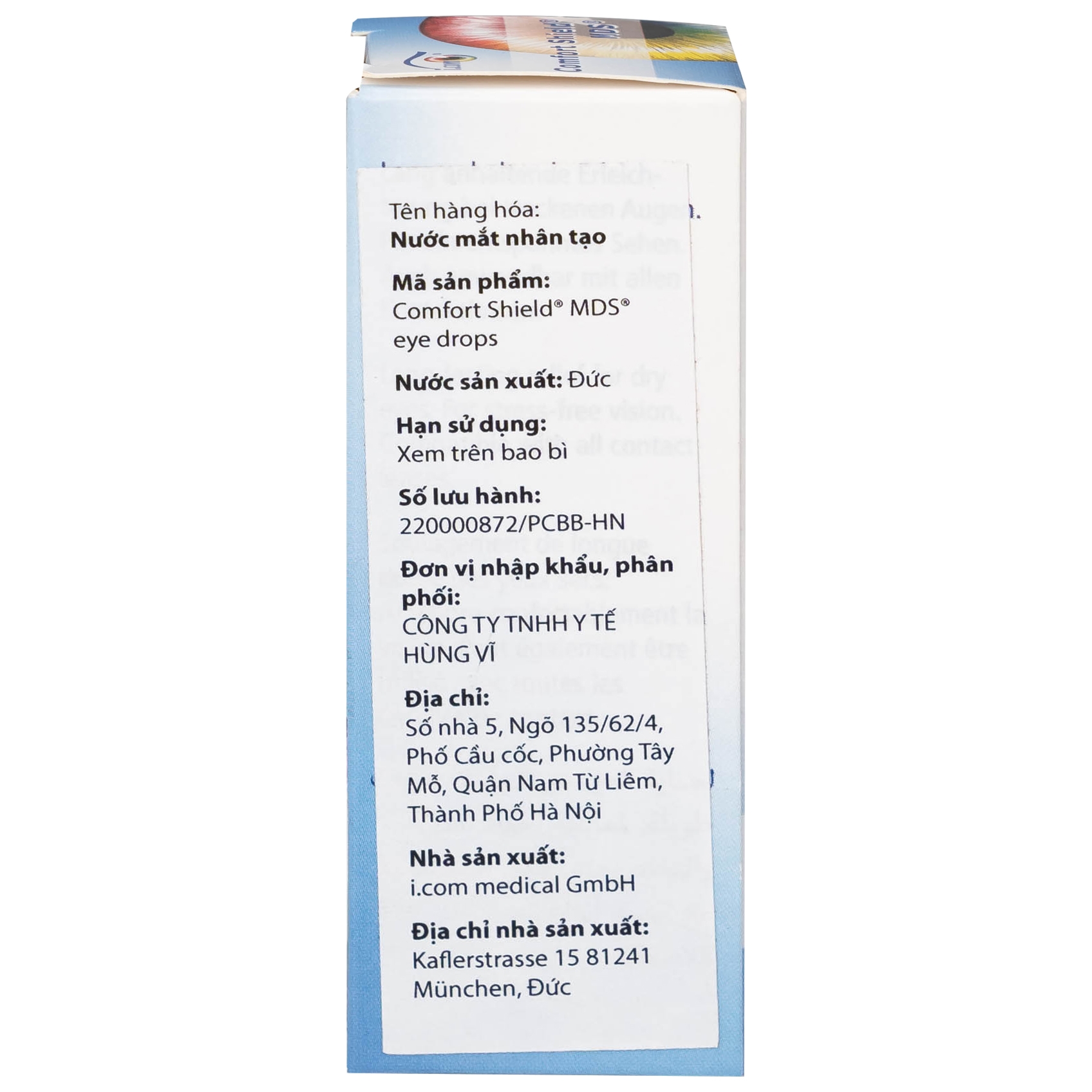 Hình ảnh Dung dịch nhỏ mắt Comfort Shield MDS 10ml I.com giảm khô mắt do viêm giác mạc kết mạc khô