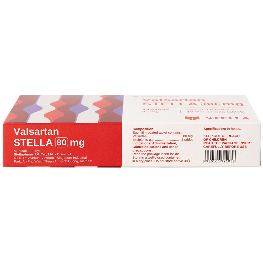 Hình ảnh Thuốc Vansartan 80mg Stella điều trị tăng huyết áp, suy tim (3 vỉ x 10 viên)