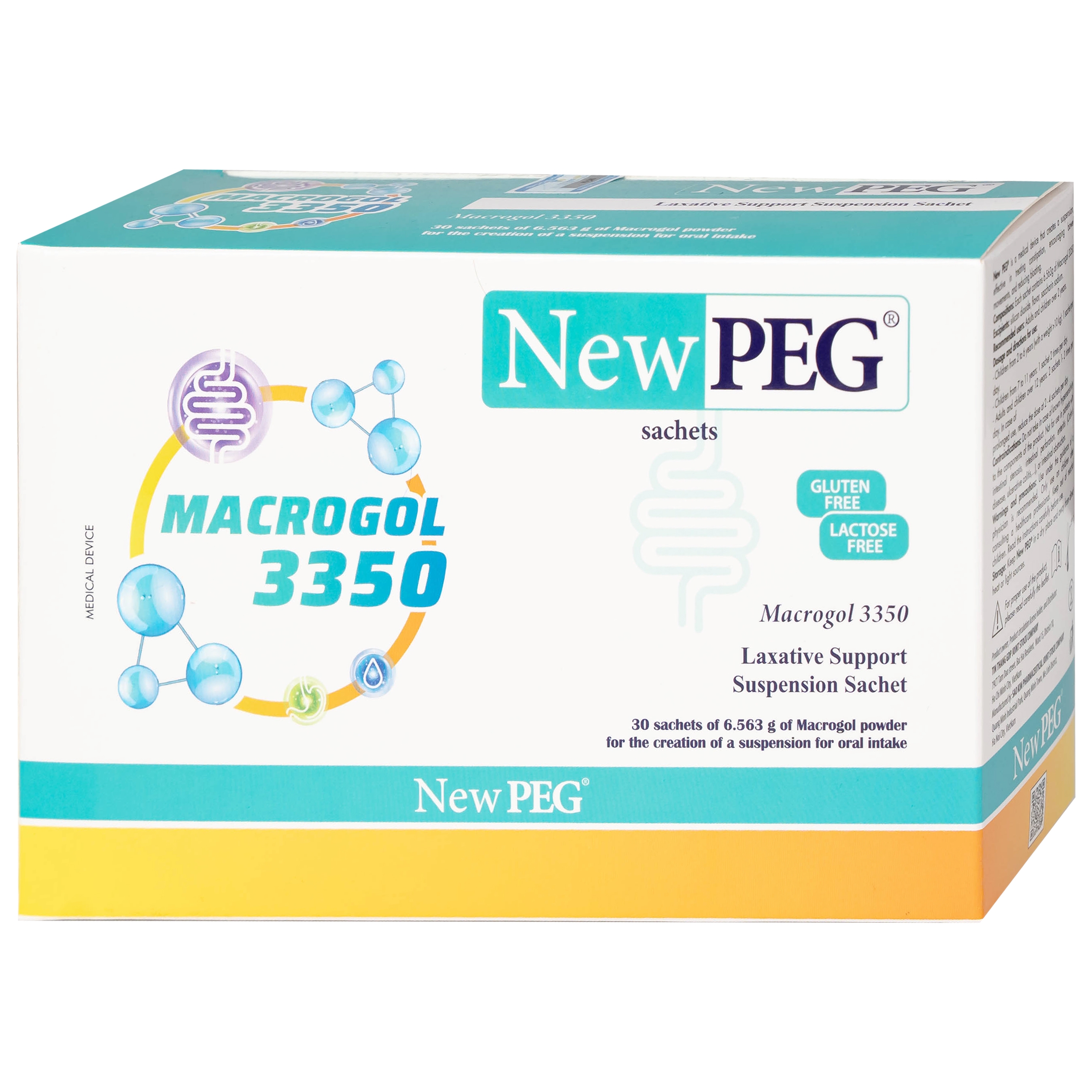 Hình ảnh Gói pha hỗn dịch hỗ trợ nhuận tràng Newpeg Macrogol 3350 Sao Kim điều trị táo bón, nhuận tràng, đầy hơi (30 gói)