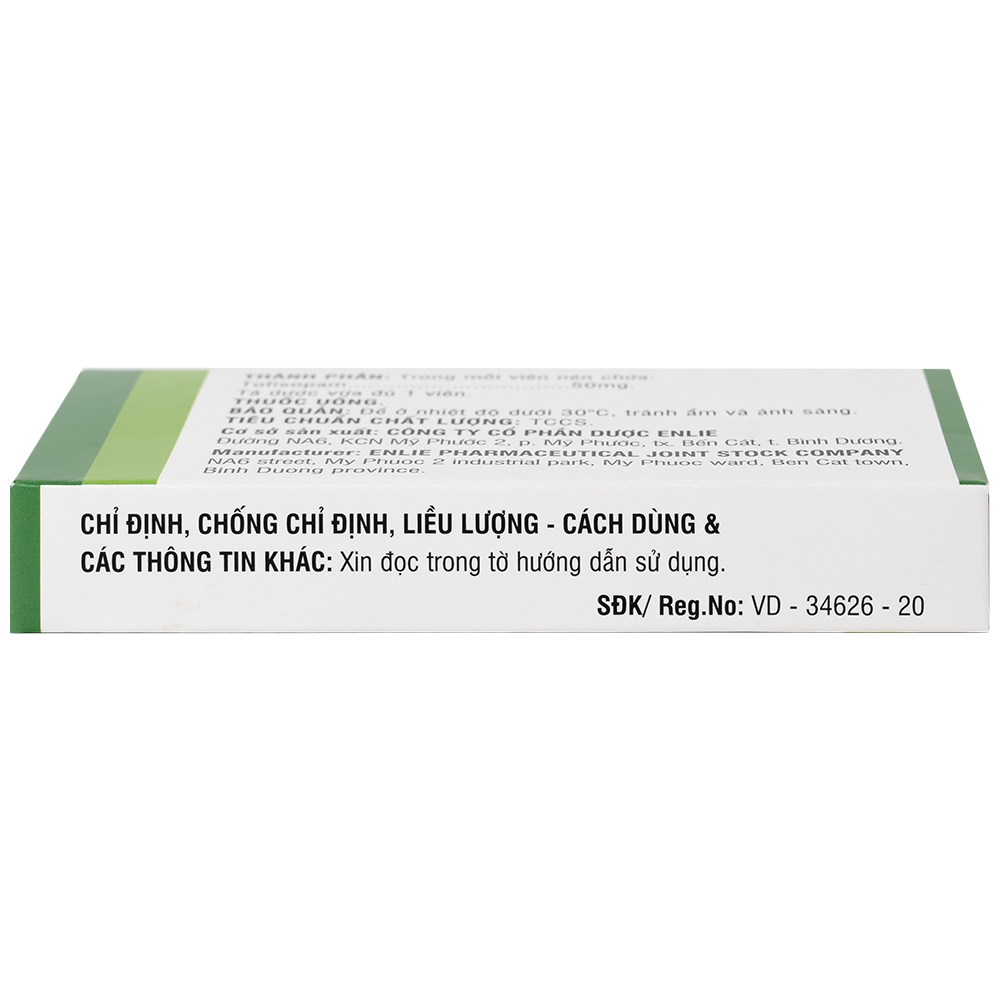 Hình ảnh Thuốc Diropam 50mg Enlie điều trị triệu chứng đau thắt ngực giả, tiền mê sảng (2 vỉ x 10 viên)