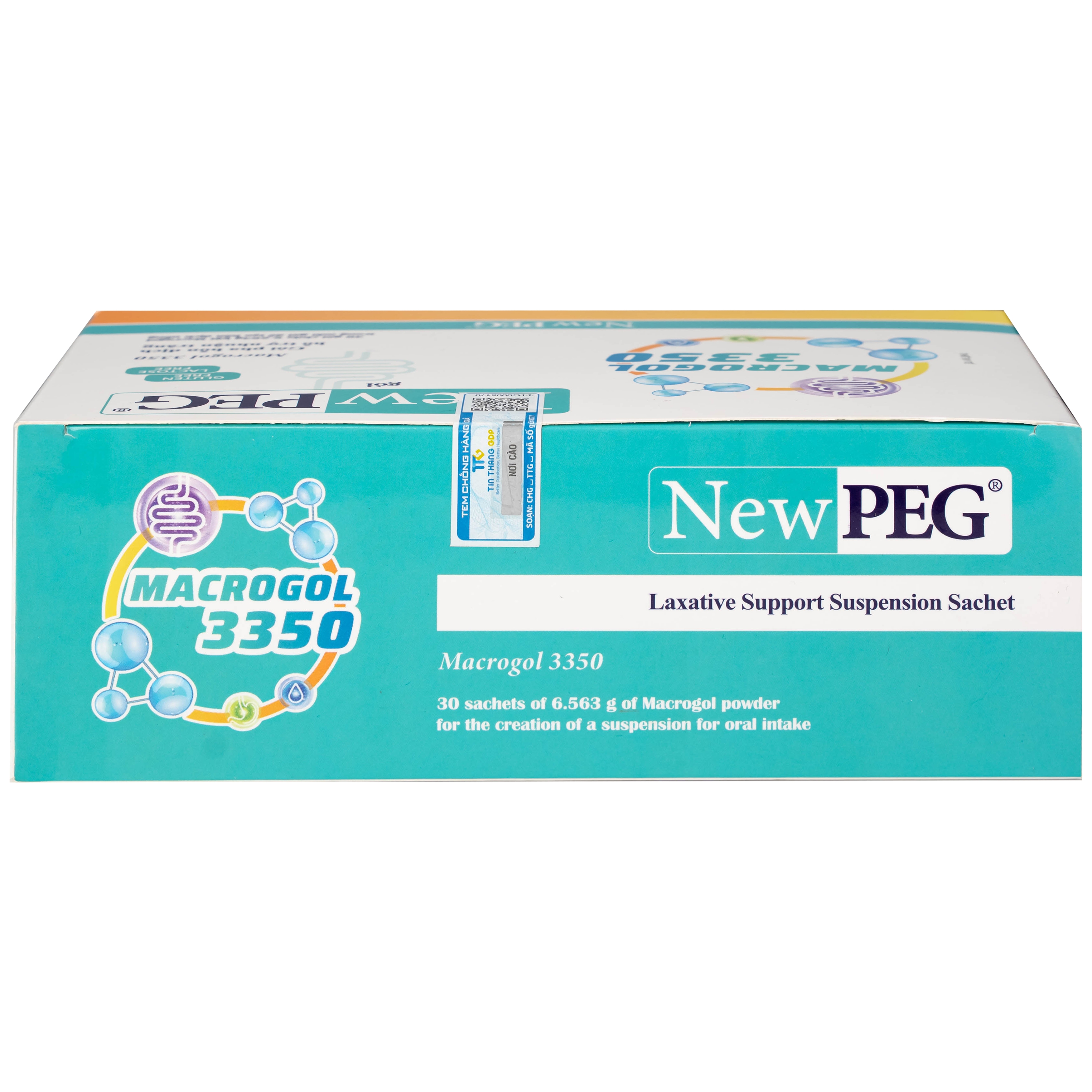Hình ảnh Gói pha hỗn dịch hỗ trợ nhuận tràng Newpeg Macrogol 3350 Sao Kim điều trị táo bón, nhuận tràng, đầy hơi (30 gói)