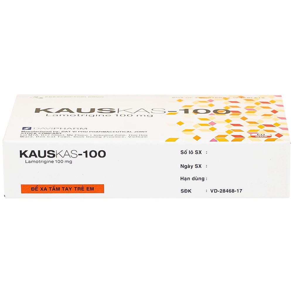 Hình ảnh Thuốc Kauskas-100mg Davipharm điều trị động kinh và rối loạn lưỡng cực (3 vỉ x 10 viên)