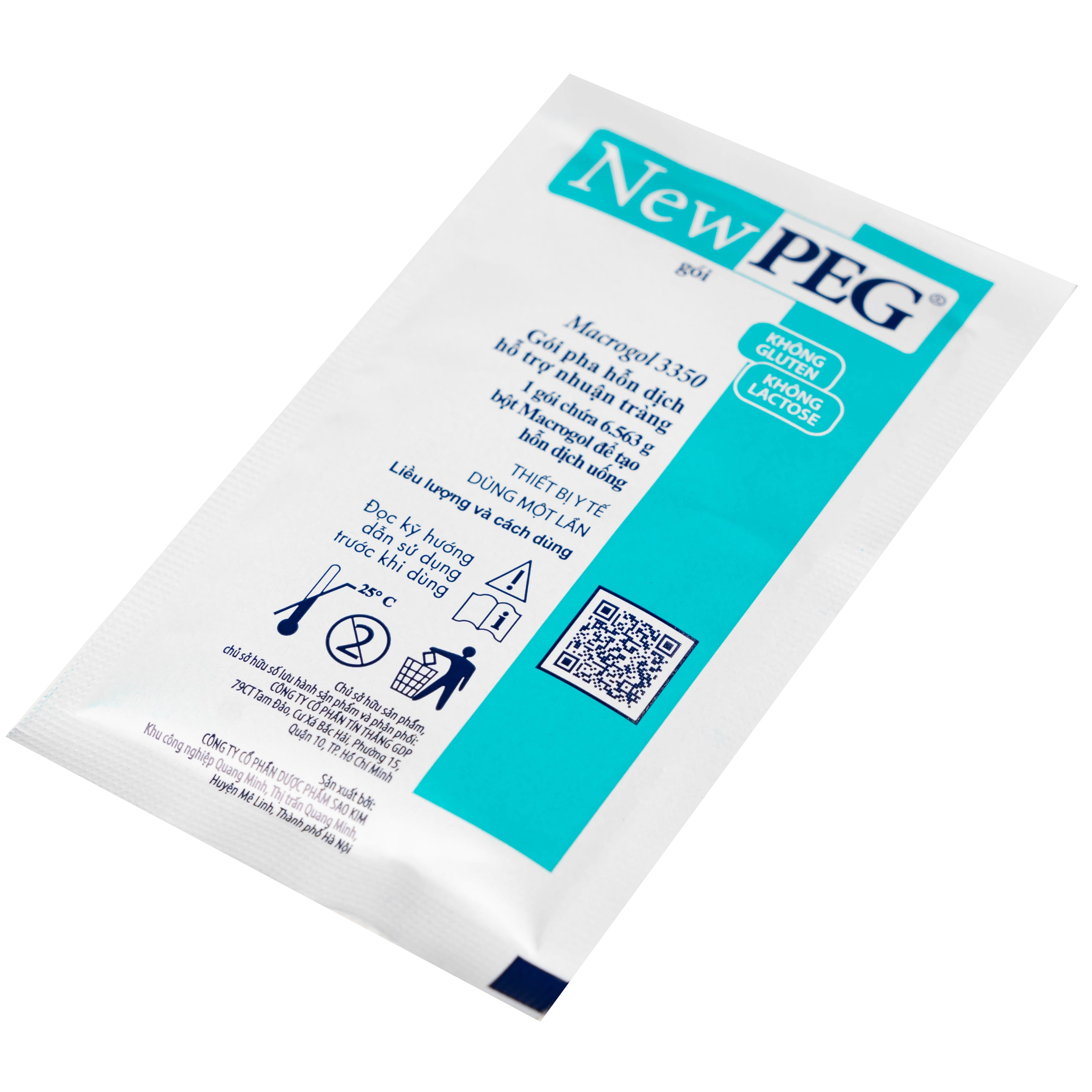 Hình ảnh Gói pha hỗn dịch hỗ trợ nhuận tràng Newpeg Macrogol 3350 Sao Kim điều trị táo bón, nhuận tràng, đầy hơi (30 gói)