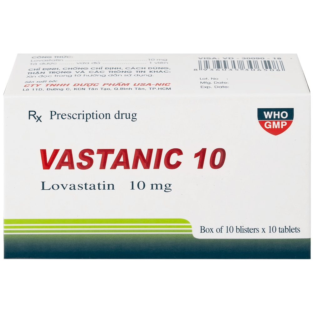 Hình ảnh Thuốc Vastanic 10 Usa - Nic Pharma điều trị rối loạn lipid, làm giảm cholesterol (10 vỉ x 10 viên)
