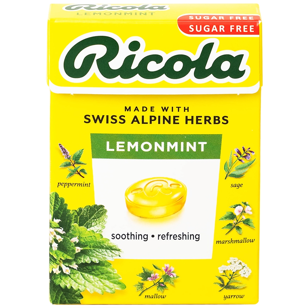 Hình ảnh Kẹo ngậm không đường Ricola Lemont Mint thông cổ, mát họng, làm dịu cơn ho (40g)