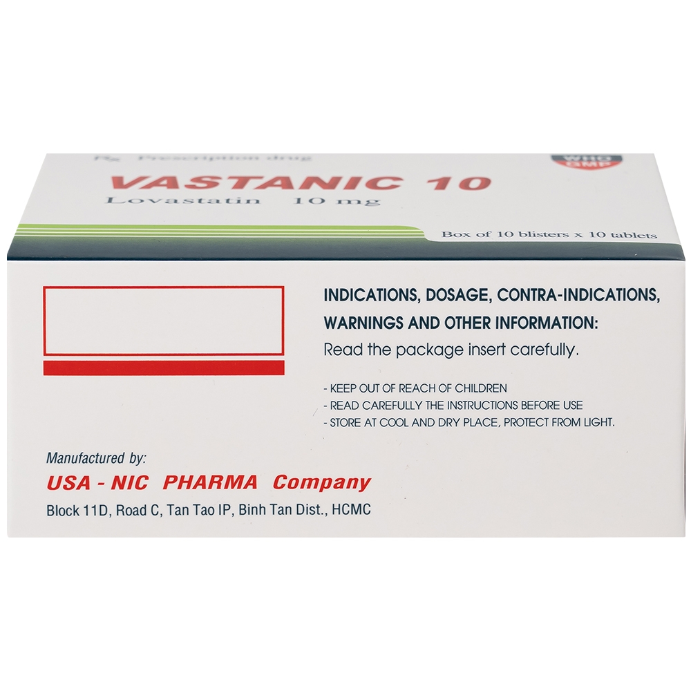 Hình ảnh Thuốc Vastanic 10 Usa - Nic Pharma điều trị rối loạn lipid, làm giảm cholesterol (10 vỉ x 10 viên)