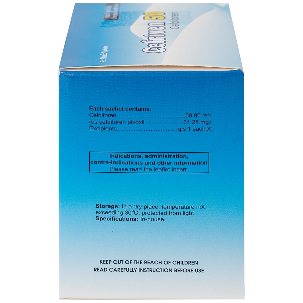 Hình ảnh Cốm pha hỗn dịch uống Cefriven 50 điều trị nhiễm khuẩn đường hô hấp, nhiễm khuẩn da, viêm họng, viêm amidan (21 gói x 0.5g)