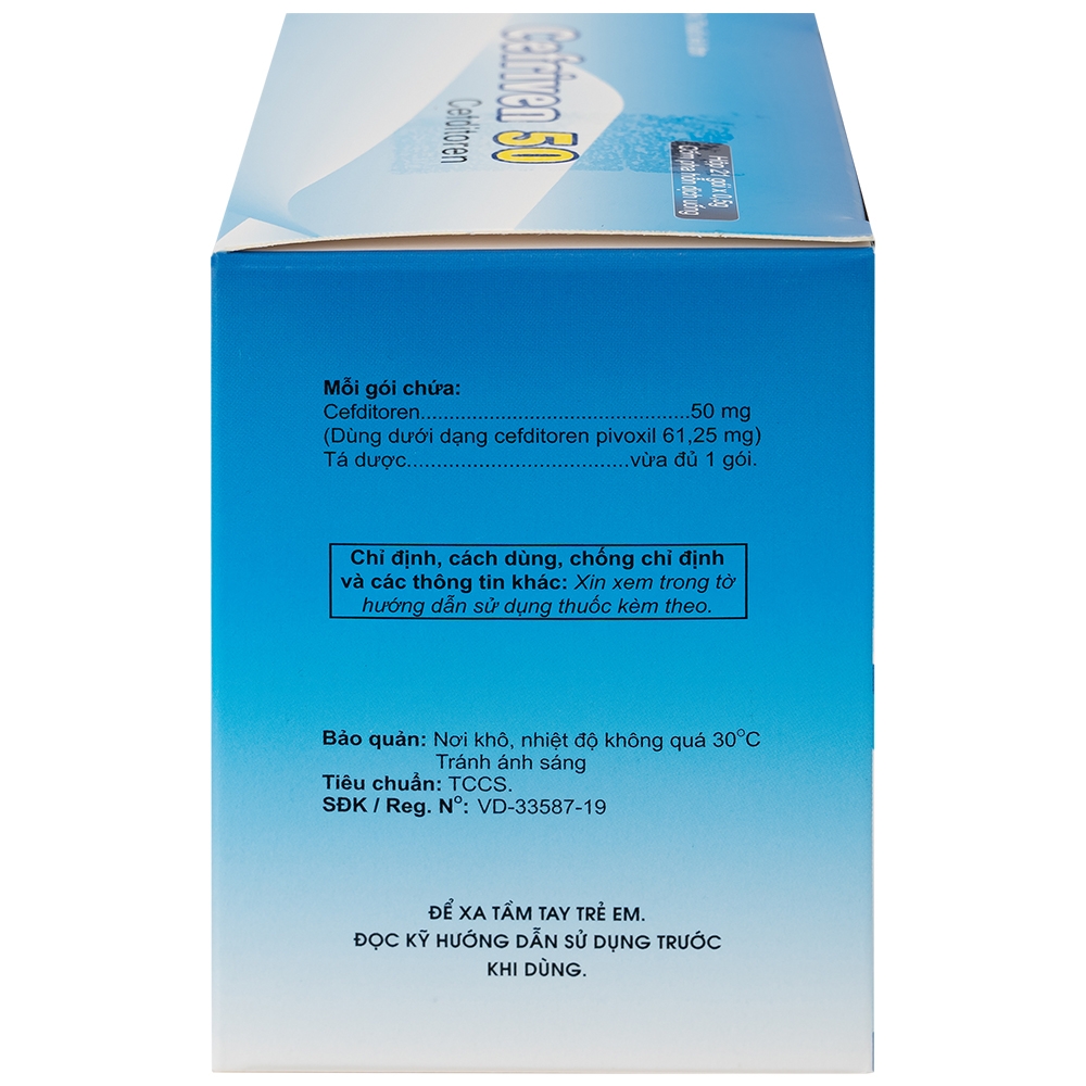 Hình ảnh Cốm pha hỗn dịch uống Cefriven 50 điều trị nhiễm khuẩn đường hô hấp, nhiễm khuẩn da, viêm họng, viêm amidan (21 gói x 0.5g)