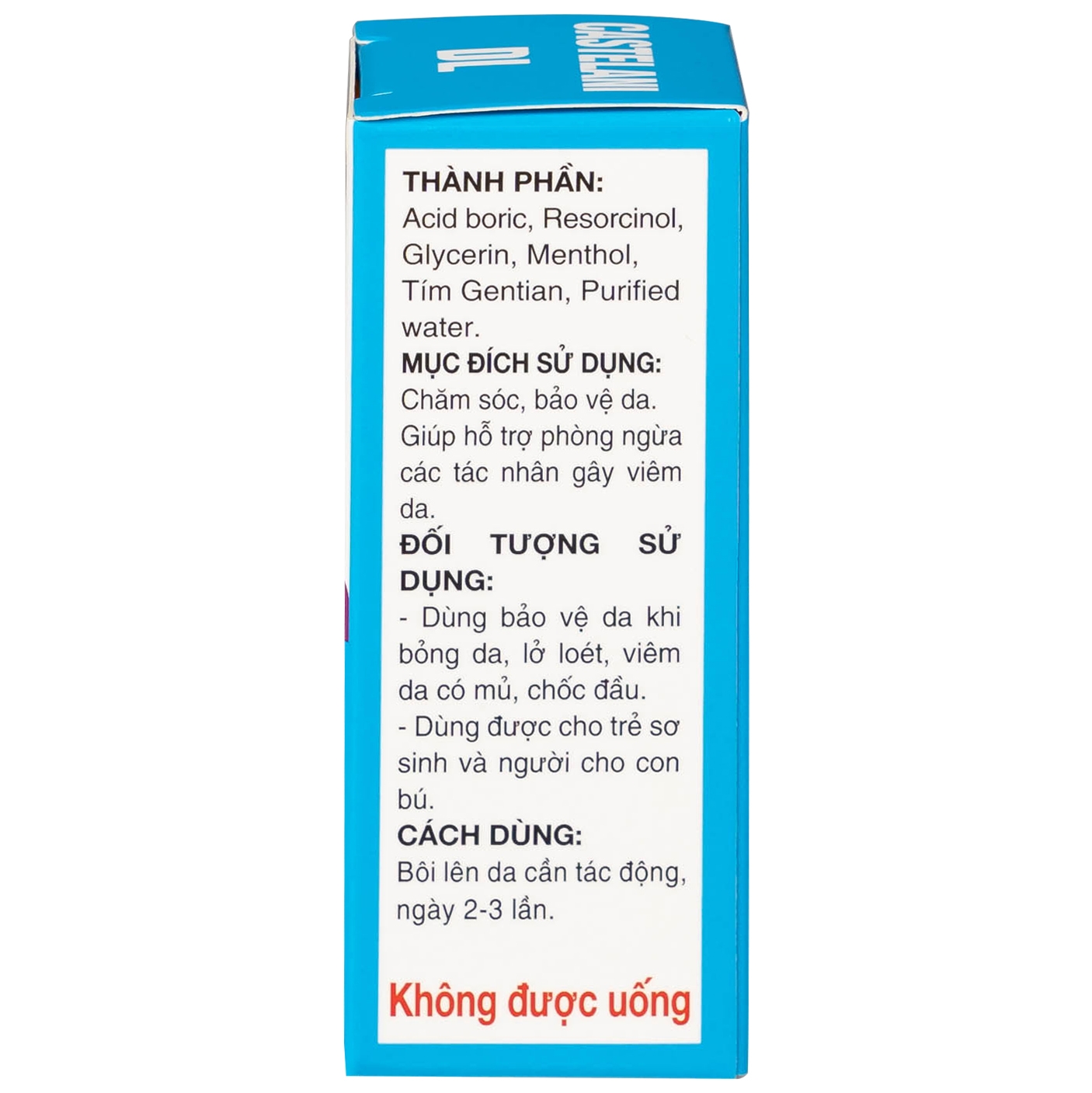 Hình ảnh Dung dịch bôi ngoài da Castelani DL 17ml Quablue Pharma hỗ trợ phòng ngừa viêm da do bỏng da, lở loét
