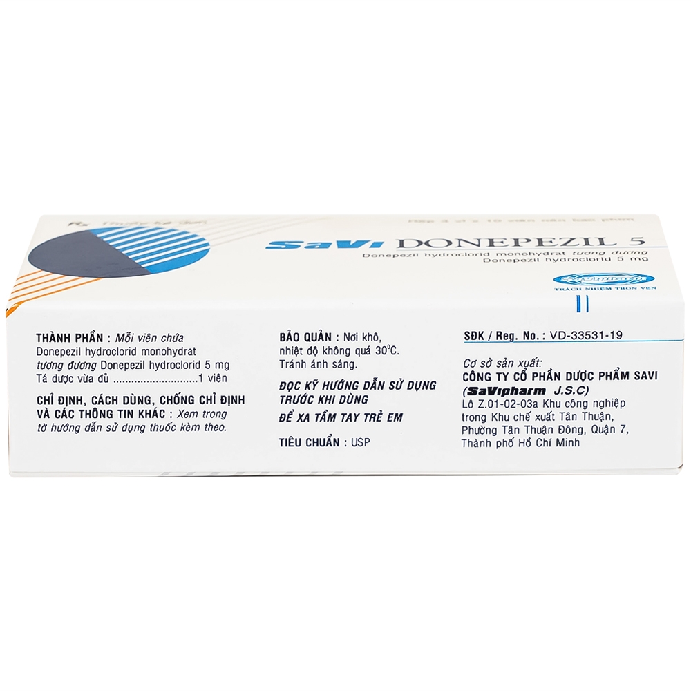 Hình ảnh Thuốc Savi Donepezil 5 Savi điều trị triệu chứng suy giảm trí nhớ (3 vỉ x 10 viên)