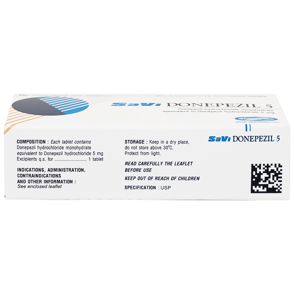 Hình ảnh Thuốc Savi Donepezil 5 Savi điều trị triệu chứng suy giảm trí nhớ (3 vỉ x 10 viên)