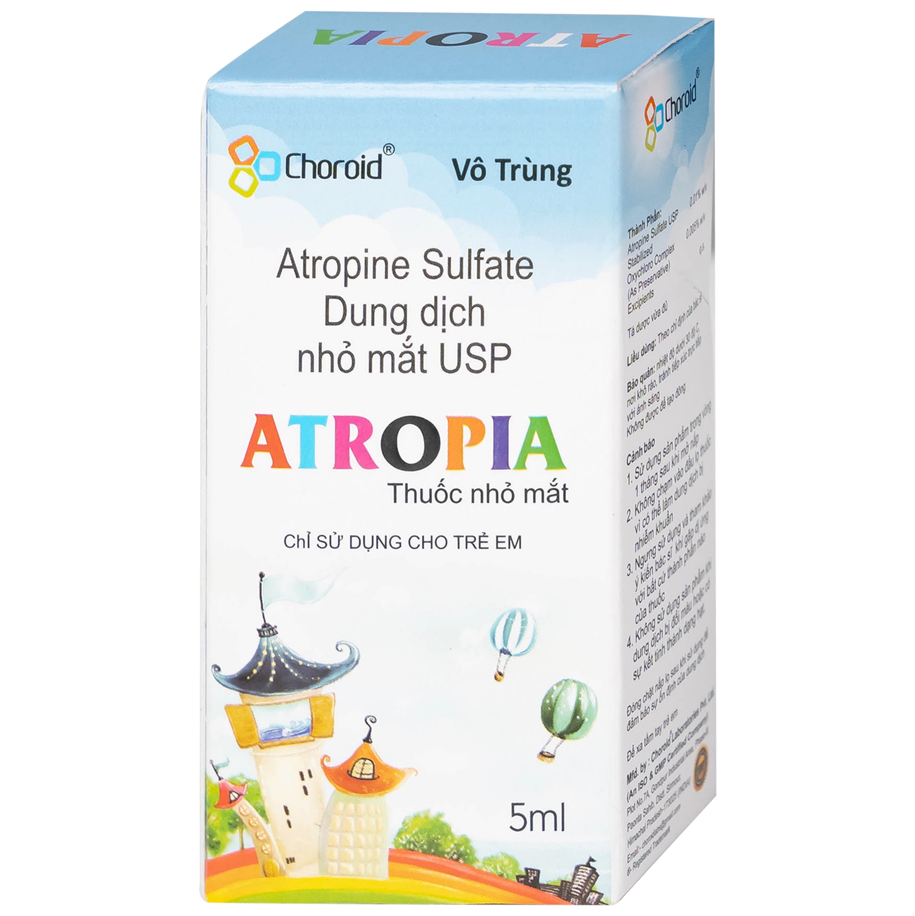 Hình ảnh Dung dịch nhỏ mắt ATROPIA 5ml Choroid  kiểm soát và làm chậm sự phát triển tật cận thị ở trẻ em