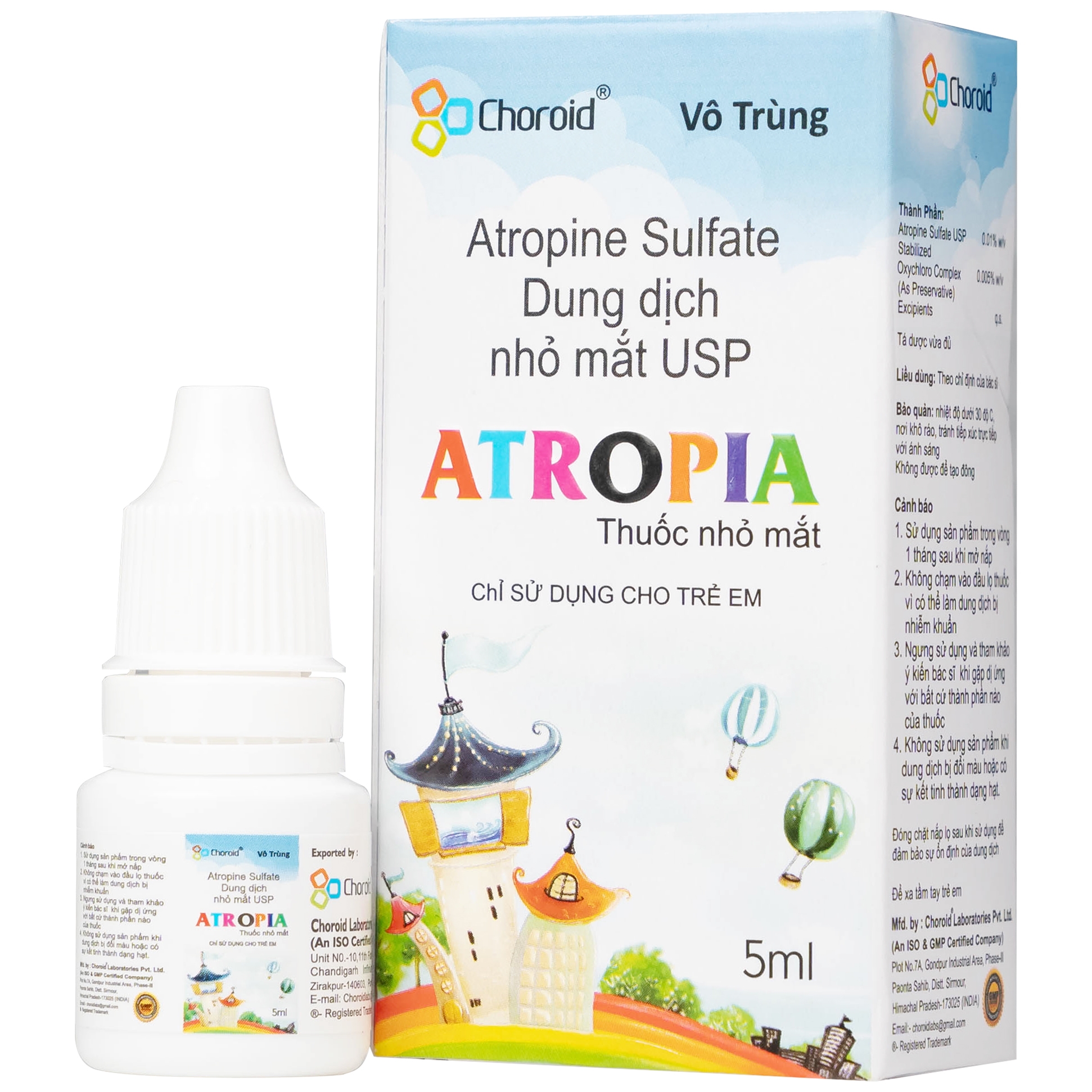 Hình ảnh Dung dịch nhỏ mắt ATROPIA 5ml Choroid  kiểm soát và làm chậm sự phát triển tật cận thị ở trẻ em