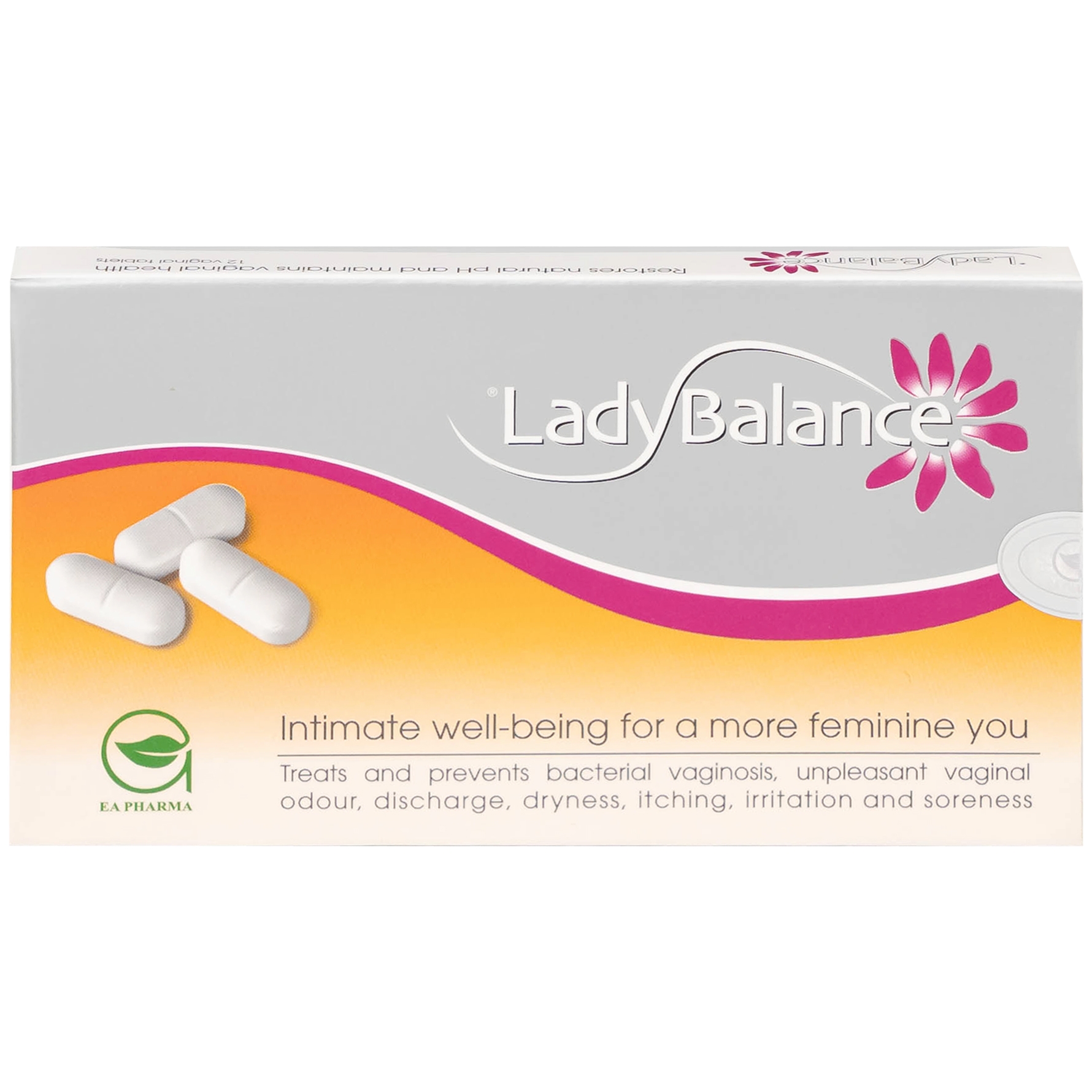 Hình ảnh Viên đặt âm đạo LadyBalance giảm khí hư và mùi hôi âm đạo do nhiễm khuẩn âm đạo (1 vỉ x 12 viên)