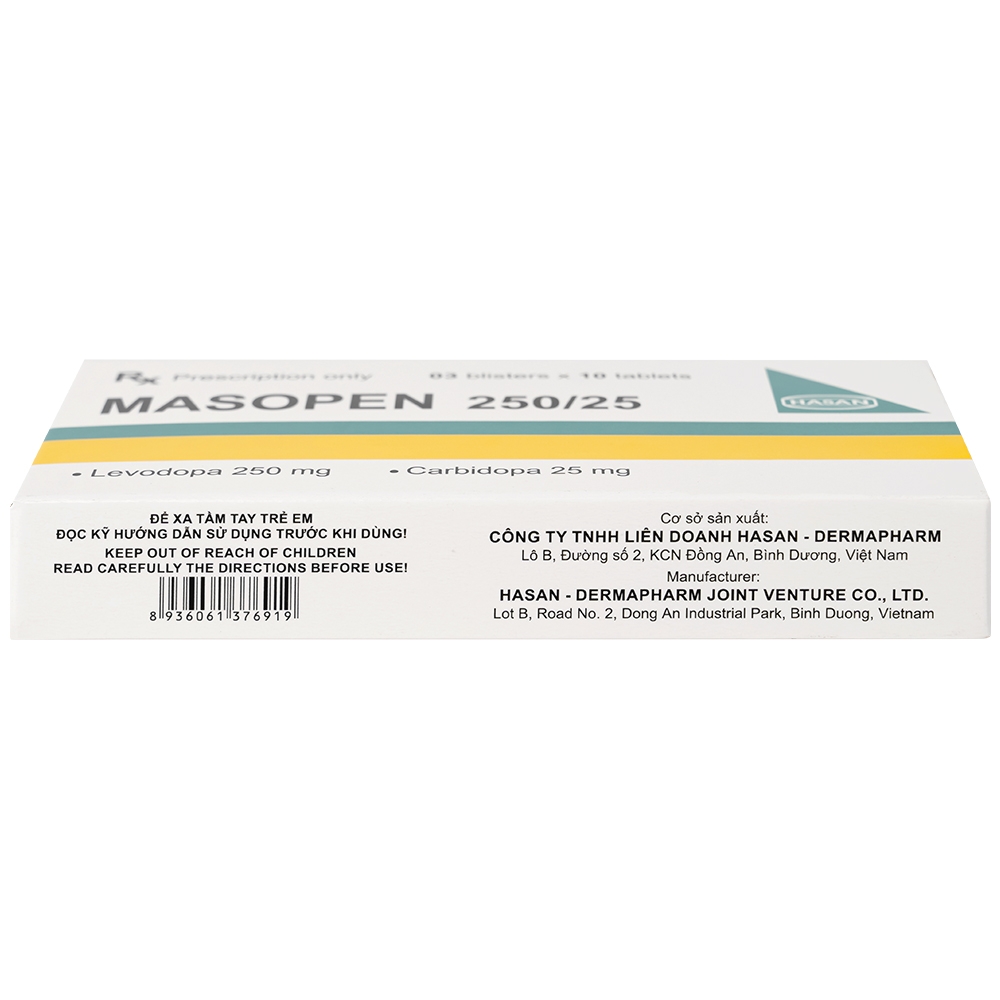 Hình ảnh Thuốc Masopen 250/25 Hasan điều trị triệu chứng bệnh parkinson (3 vỉ x 10 viên)