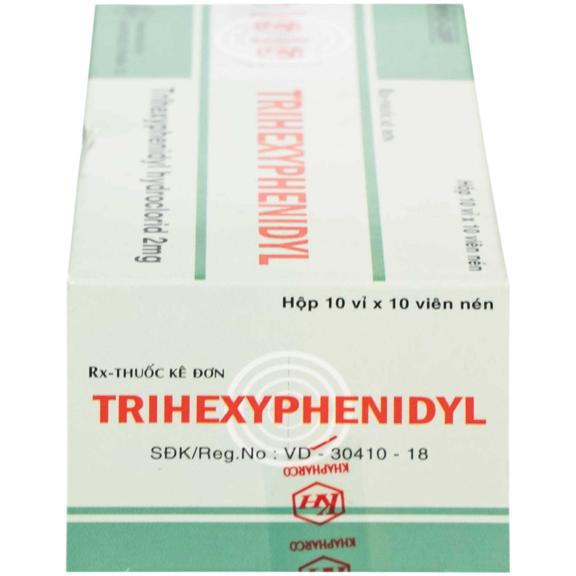 Hình ảnh Thuốc Trihexyphenidyl 2mg Khánh Hòa điều trị phụ trợ hội chứng Parkinson (10 vỉ x 10 viên)
