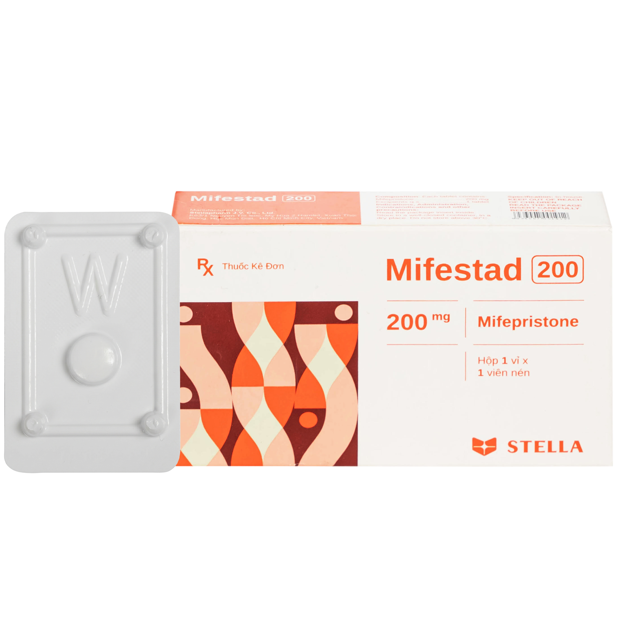 Hình ảnh Thuốc Mifestad 200mg Stella (1 viên)