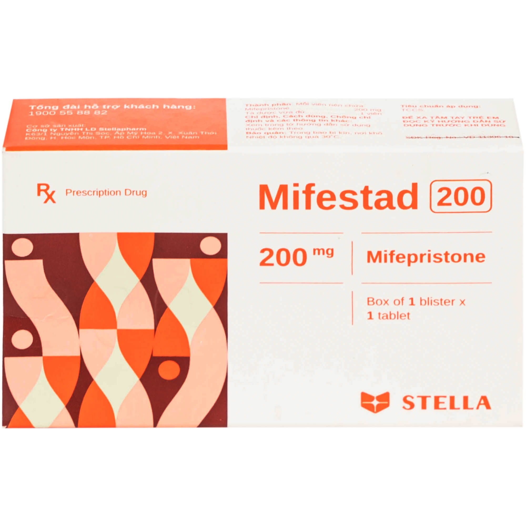 Hình ảnh Thuốc Mifestad 200mg Stella (1 viên)